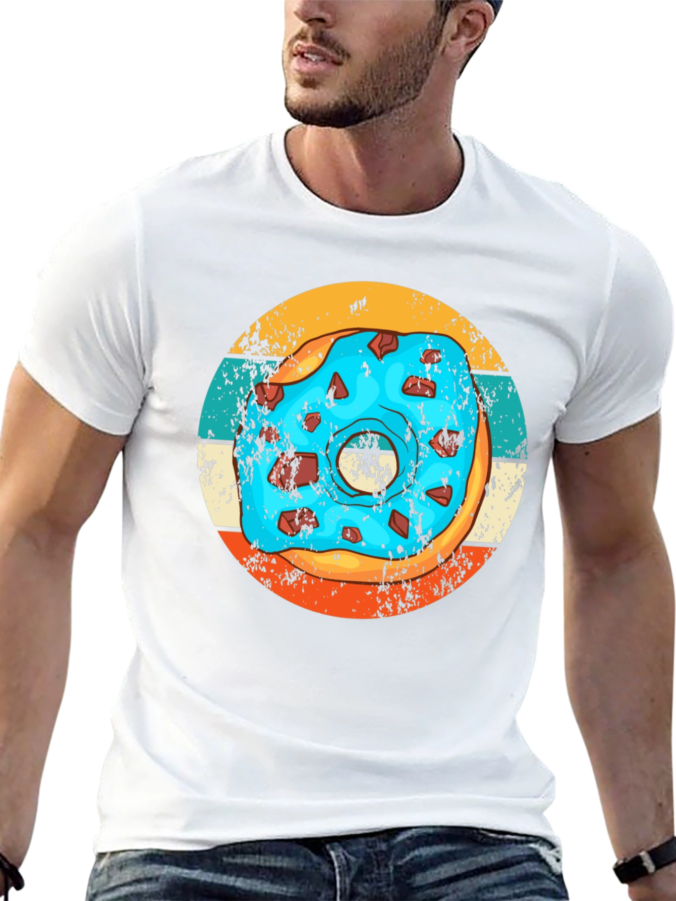 Retro Donut Graphic Tee - Unique Black T-Shirt
