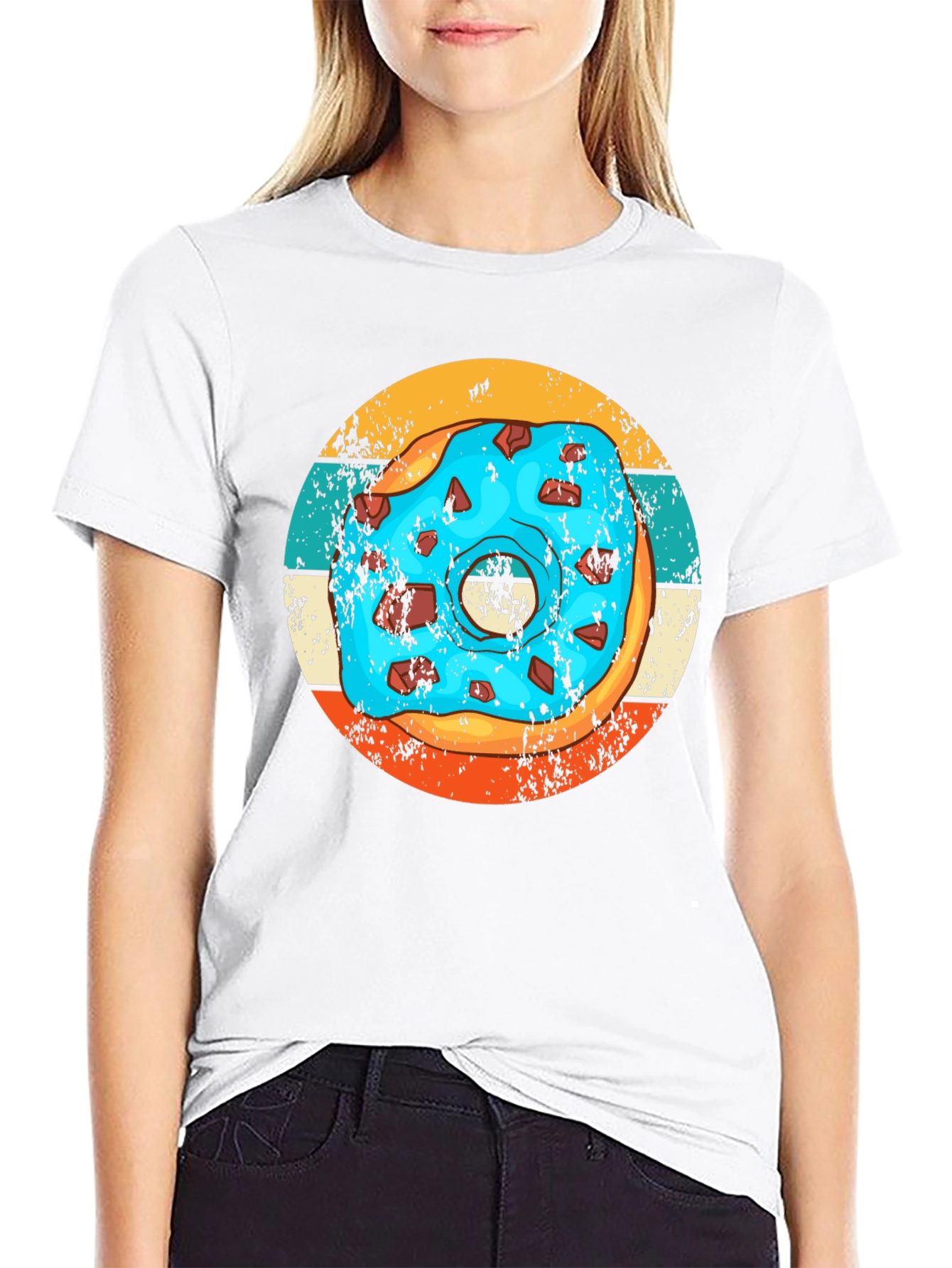 Retro Donut Graphic Tee - Unique Black T-Shirt