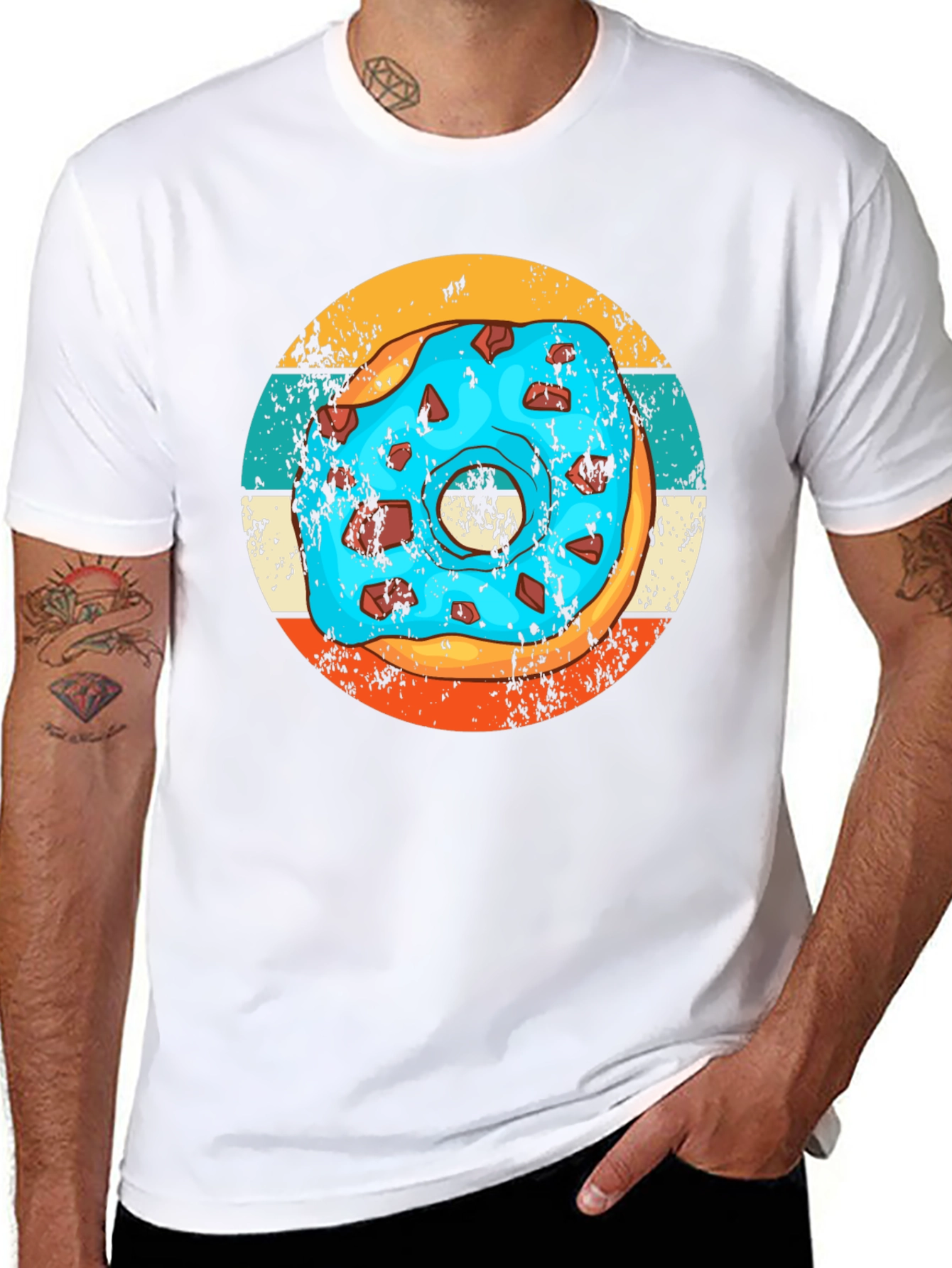 Retro Donut Graphic Tee - Unique Black T-Shirt