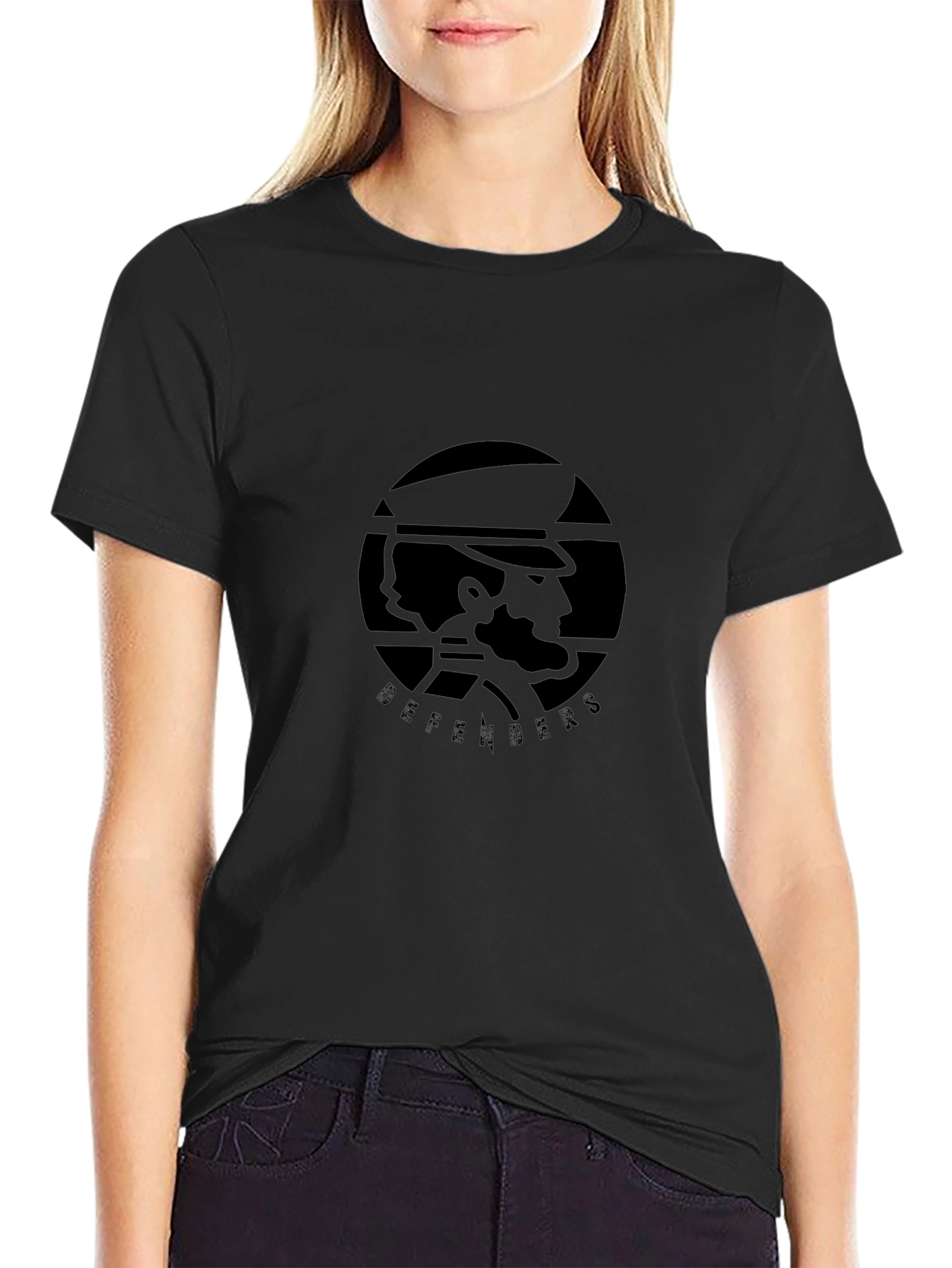 The Defenders: Stylish Black Graphic T-Shirt