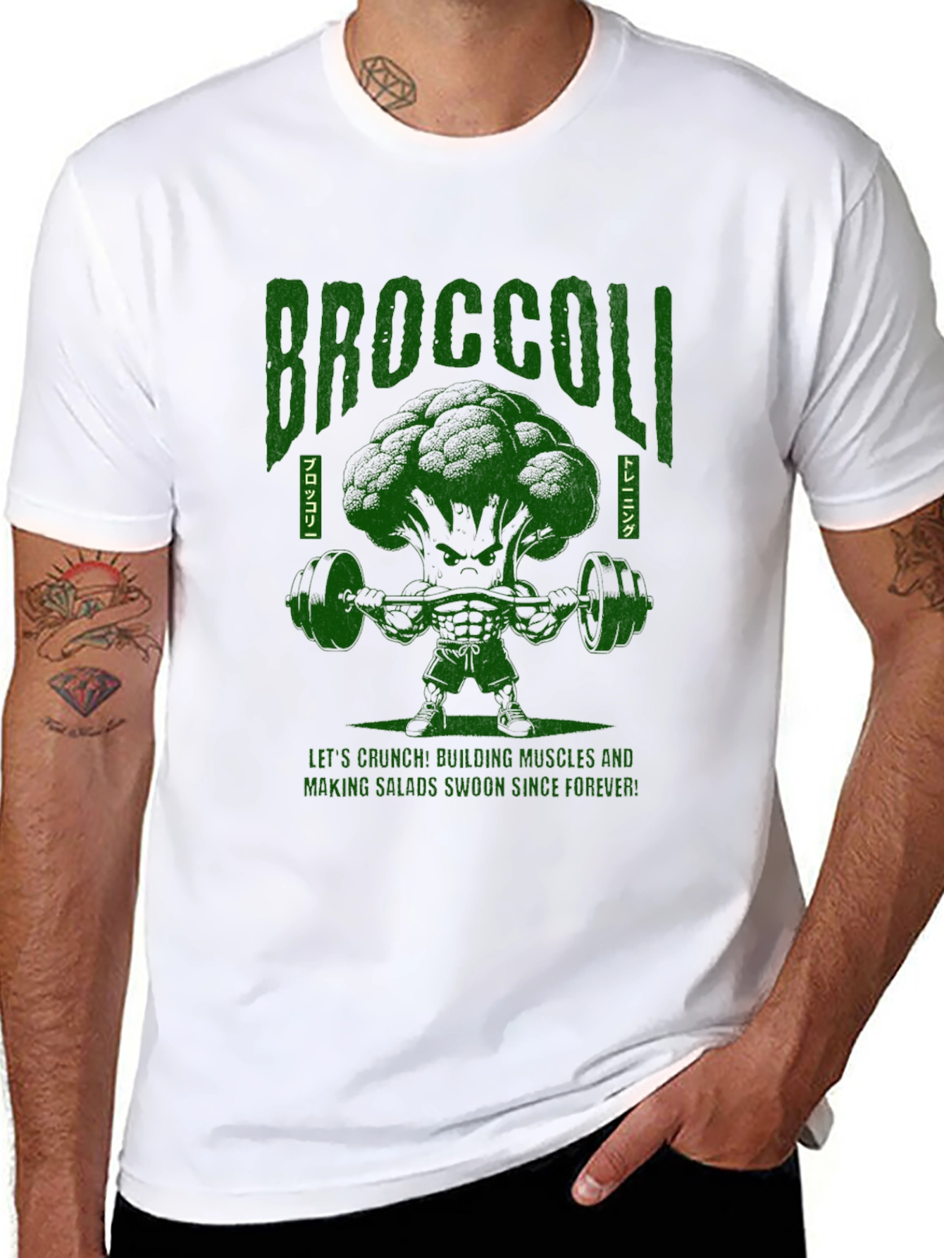 Broccoli Bodybuilder Black T-Shirt