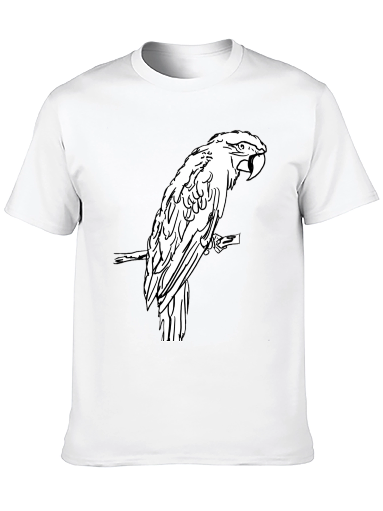Black T-Shirt with White Parrot Graphic