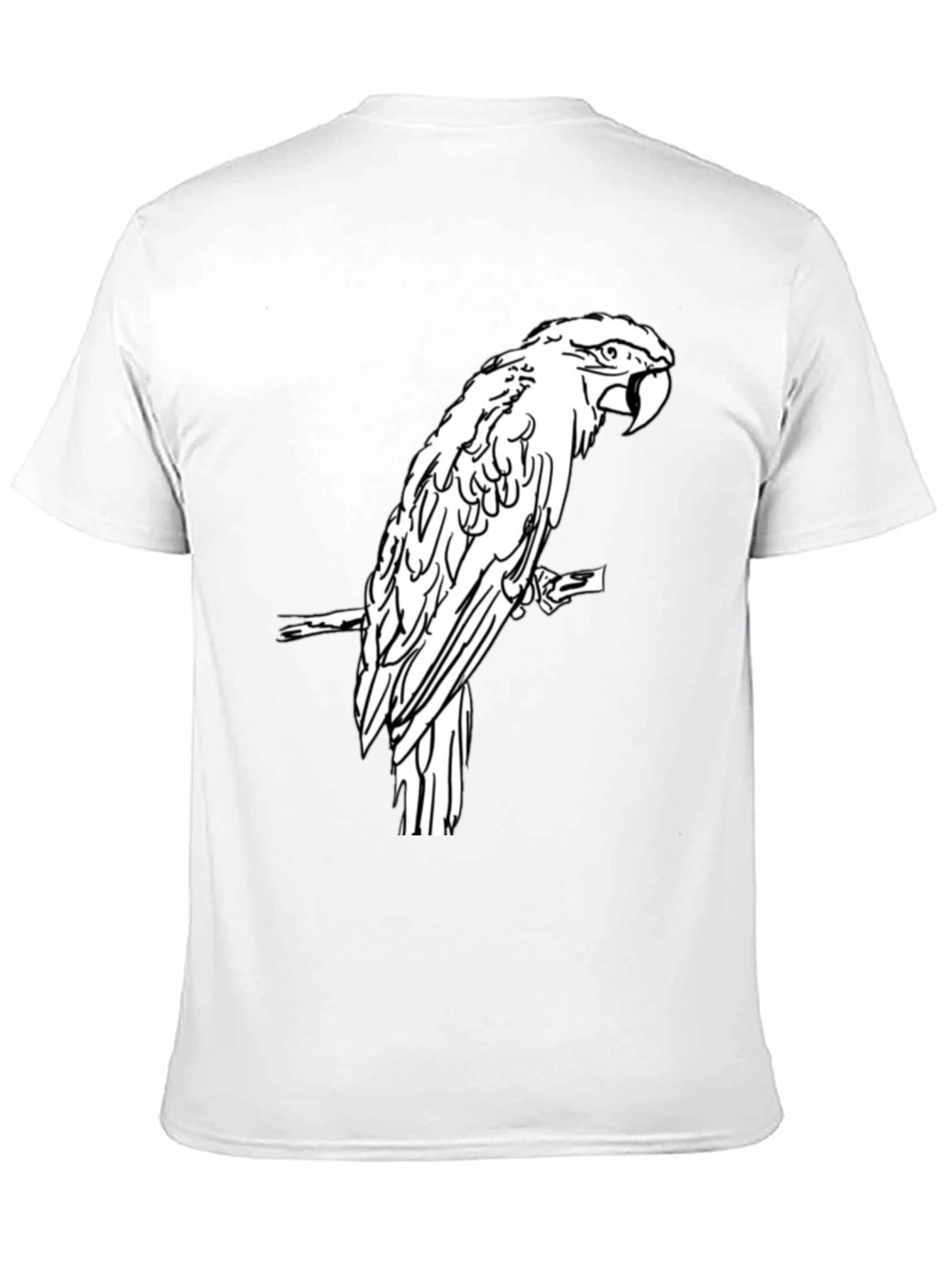 Black T-Shirt with White Parrot Graphic