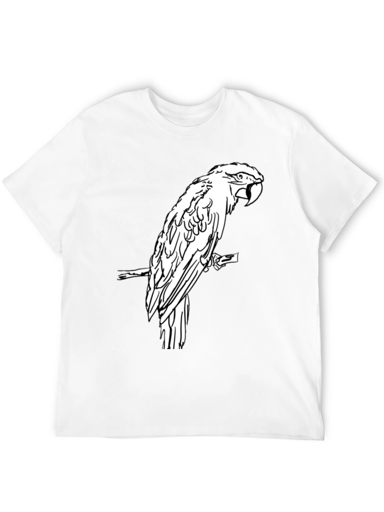 Black T-Shirt with White Parrot Graphic