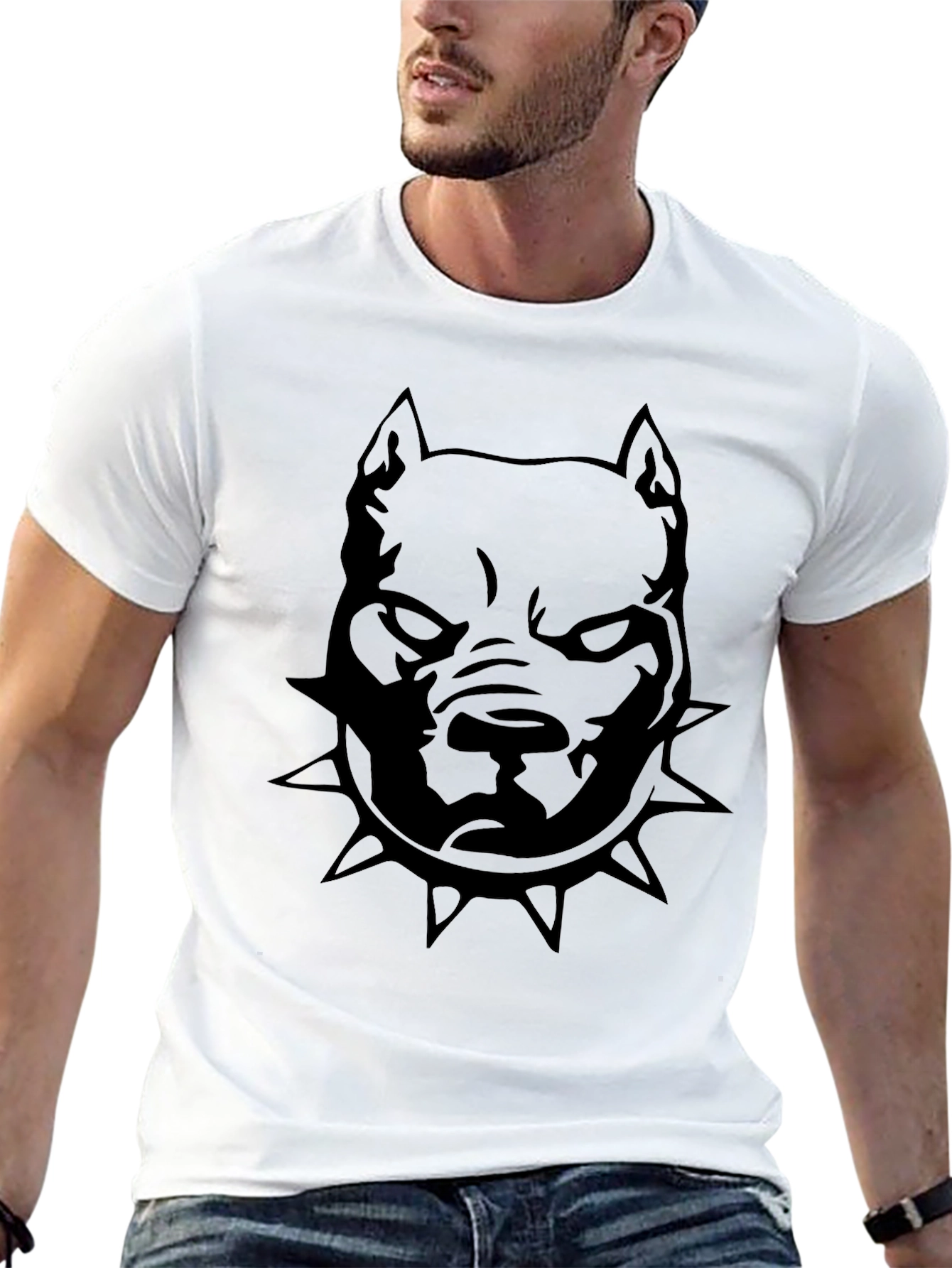 Mens Black Pitbull Graphic T-Shirt