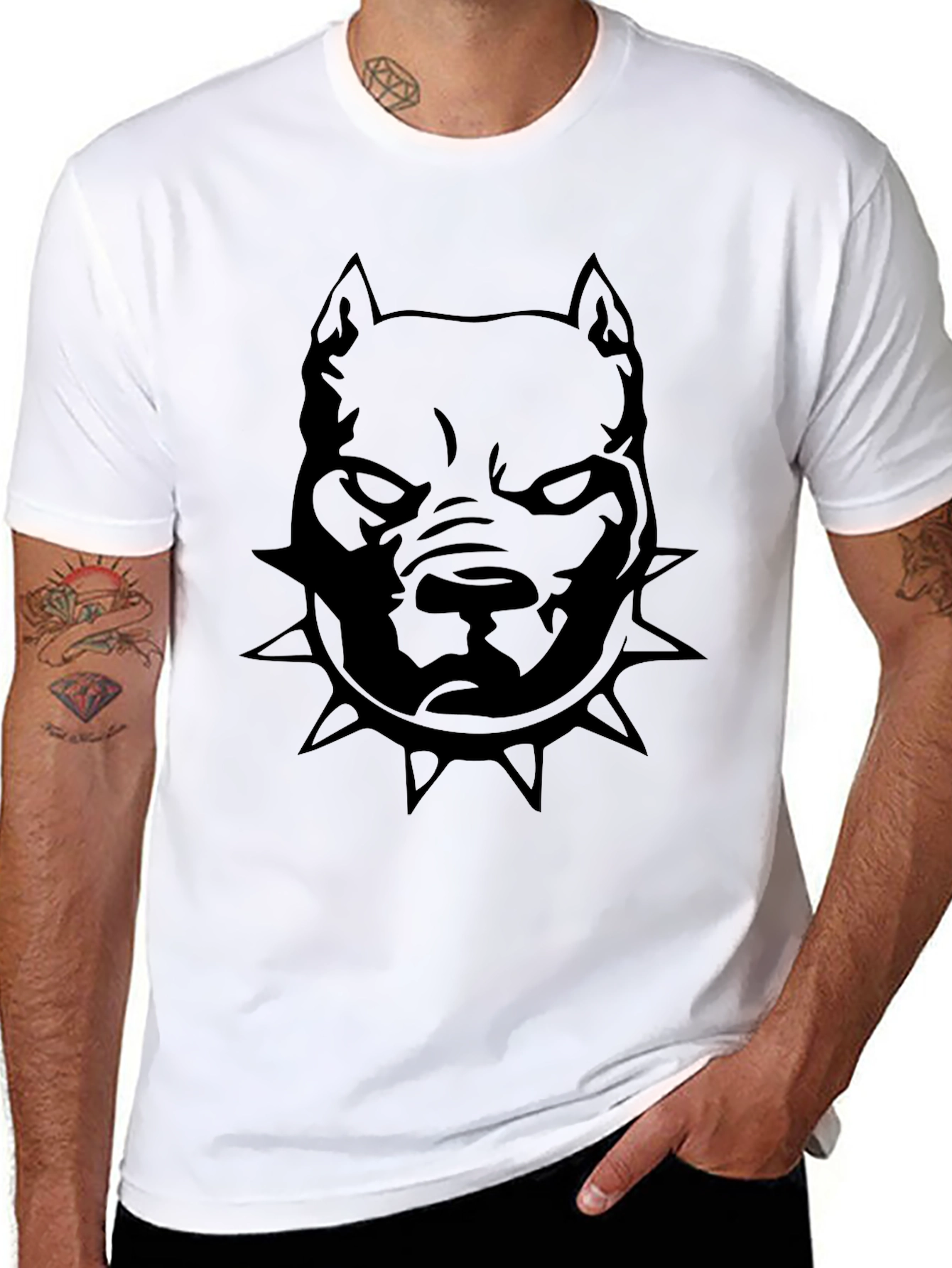 Mens Black Pitbull Graphic T-Shirt