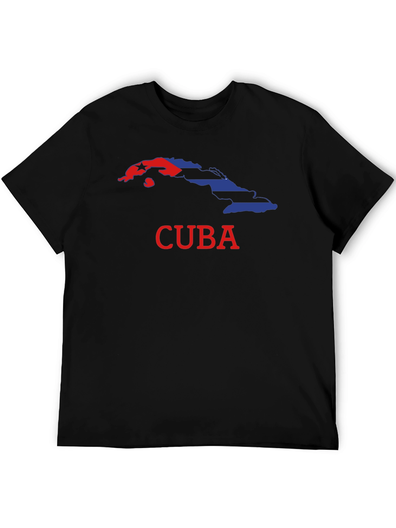 Cuba Flag Graphic Print Black T-Shirt