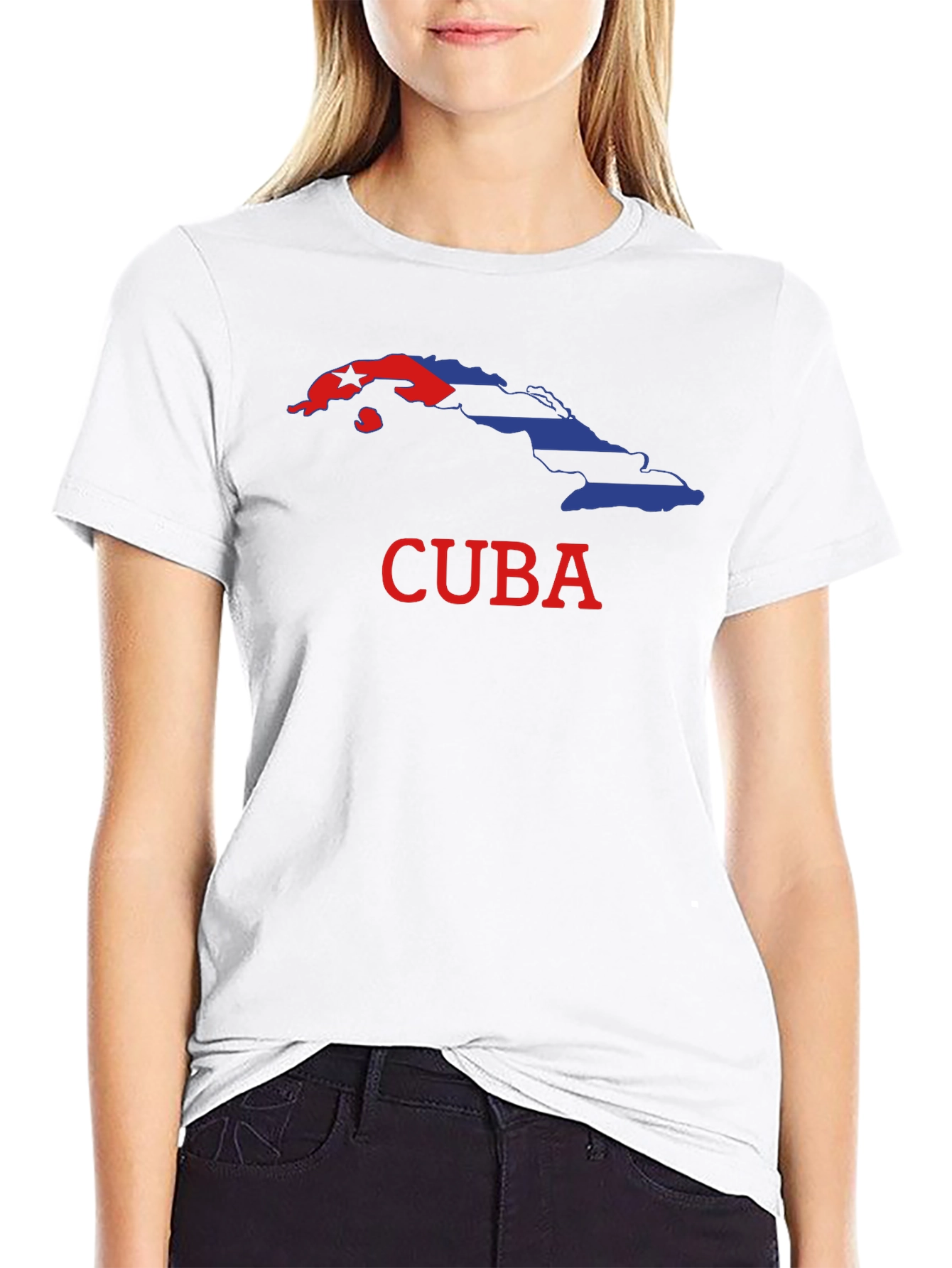 Cuba Flag Graphic Print Black T-Shirt