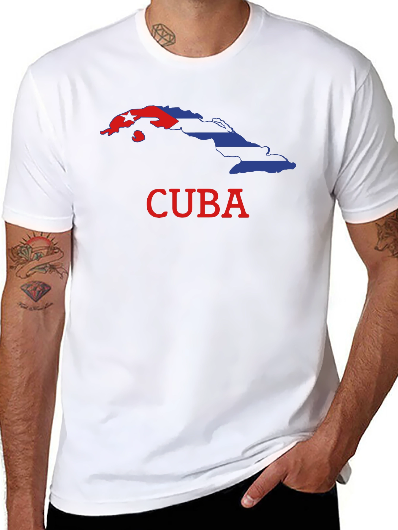 Cuba Flag Graphic Print Black T-Shirt