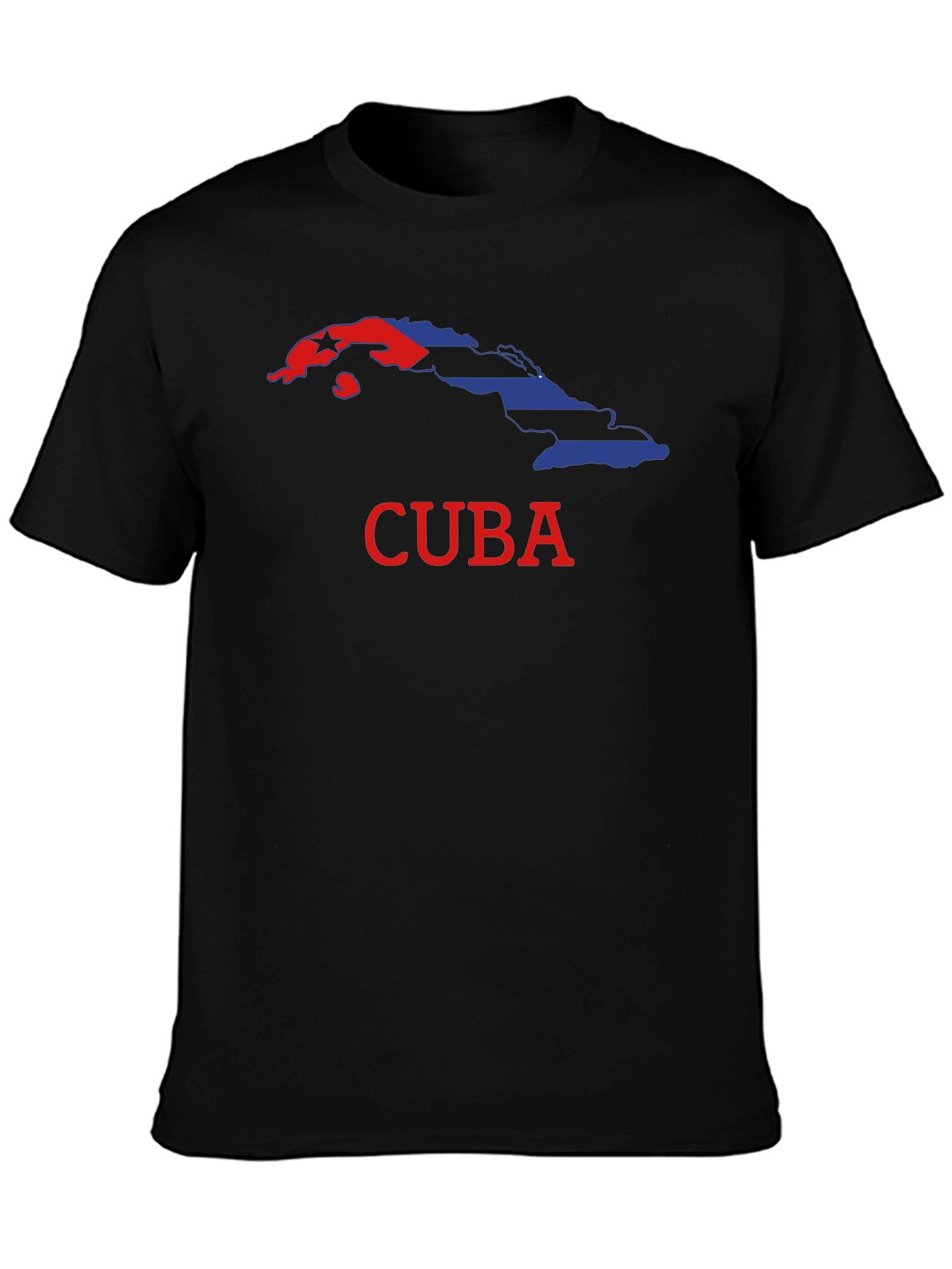 Cuba Flag Graphic Print Black T-Shirt