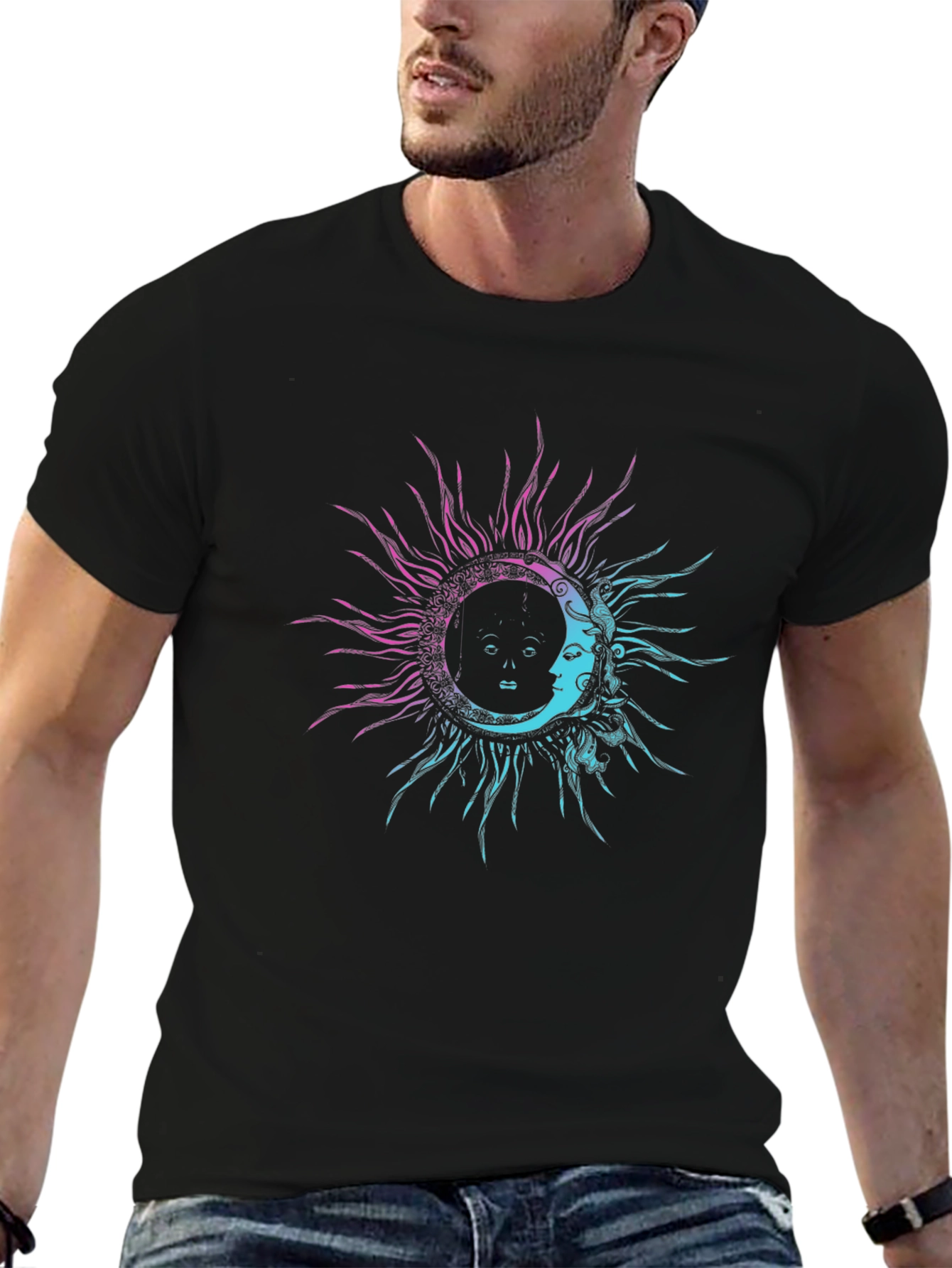 Sun & Moon Graphic Tee - Celestial Design