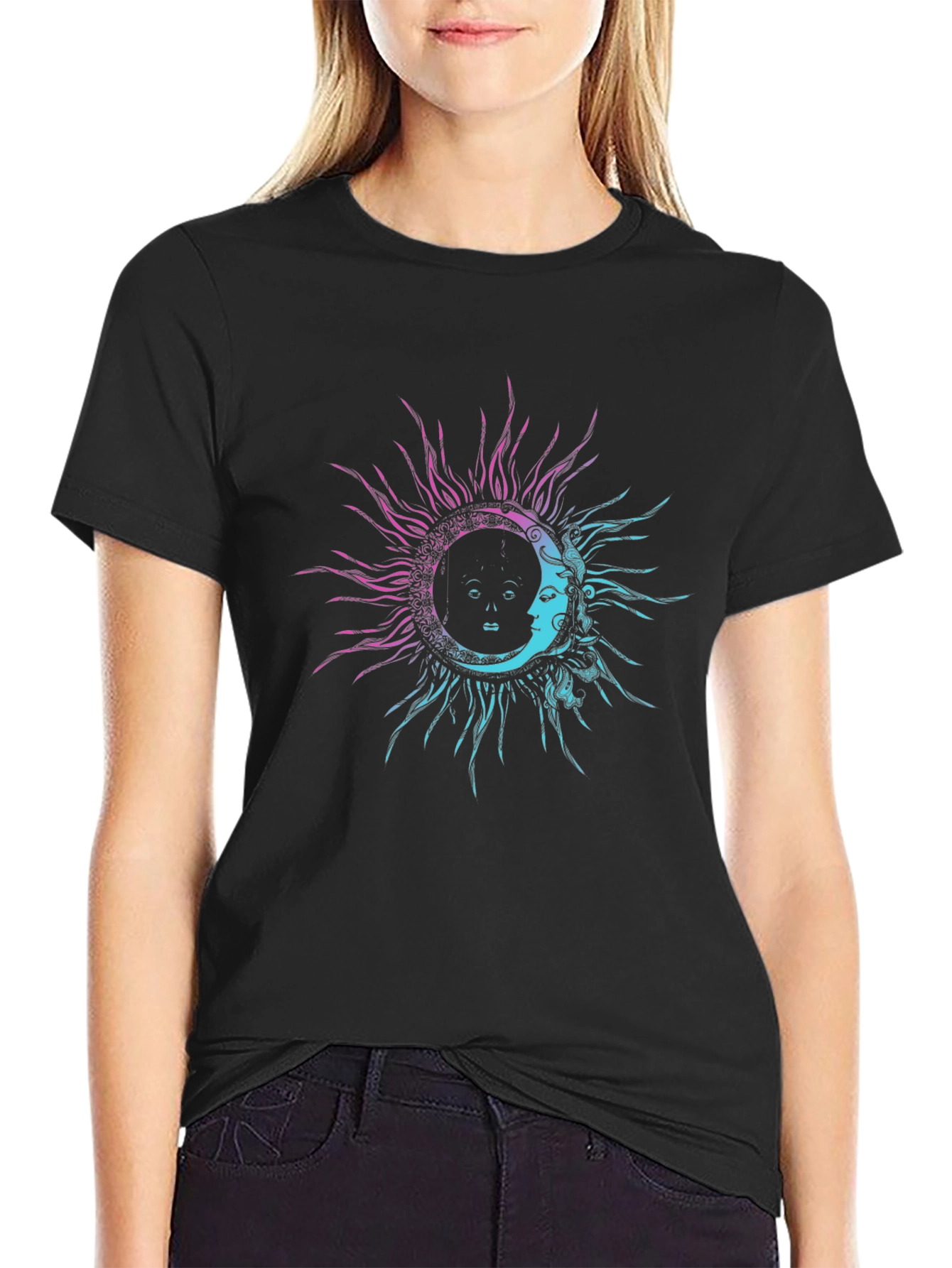 Sun & Moon Graphic Tee - Celestial Design