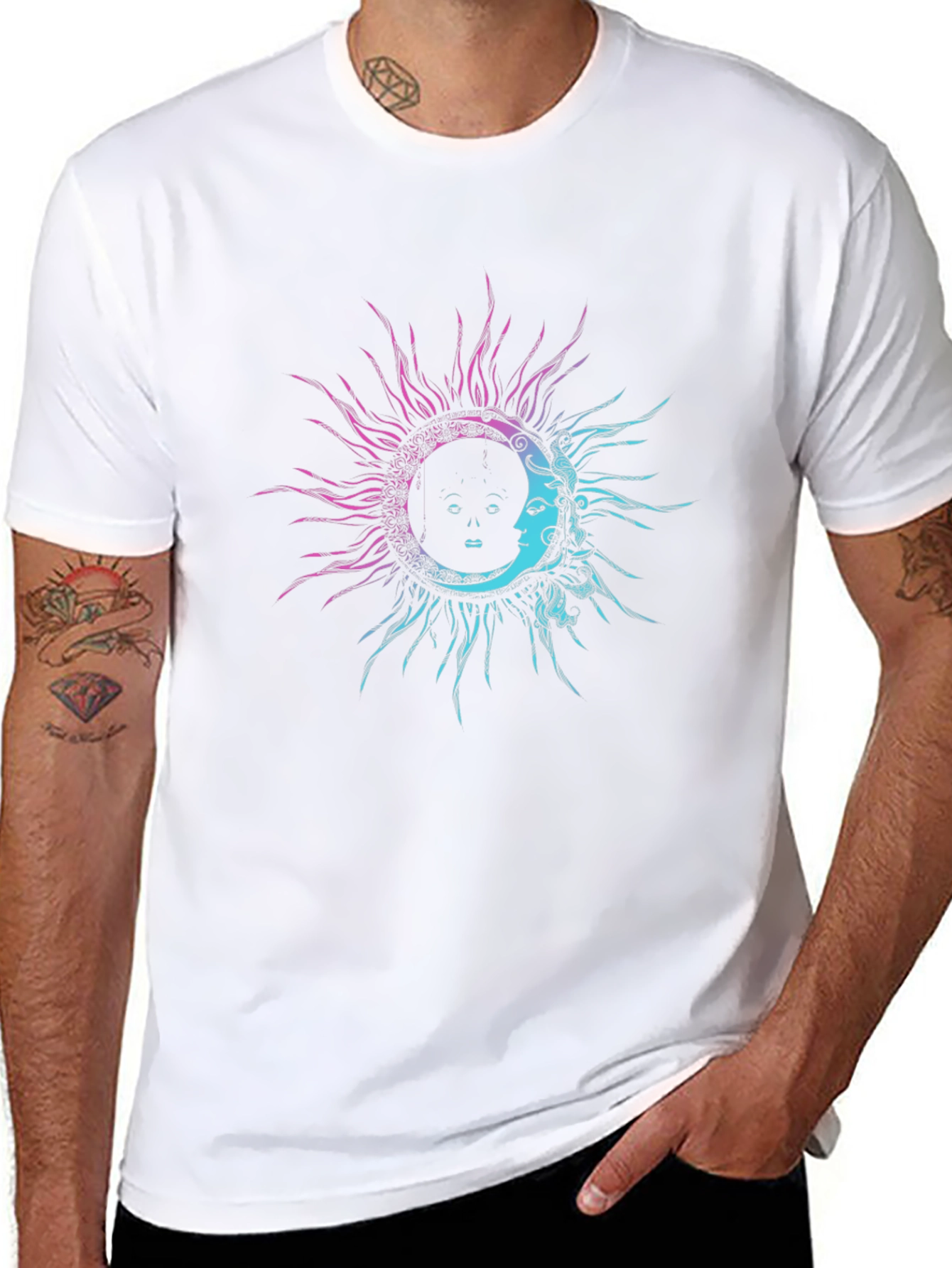 Sun & Moon Graphic Tee - Celestial Design