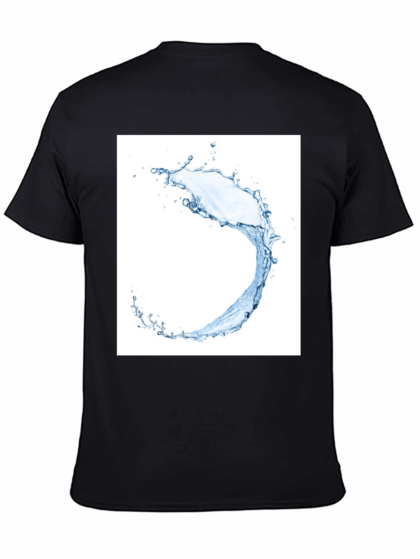 Water Splash Graphic Tee - Black Cotton T-Shirt