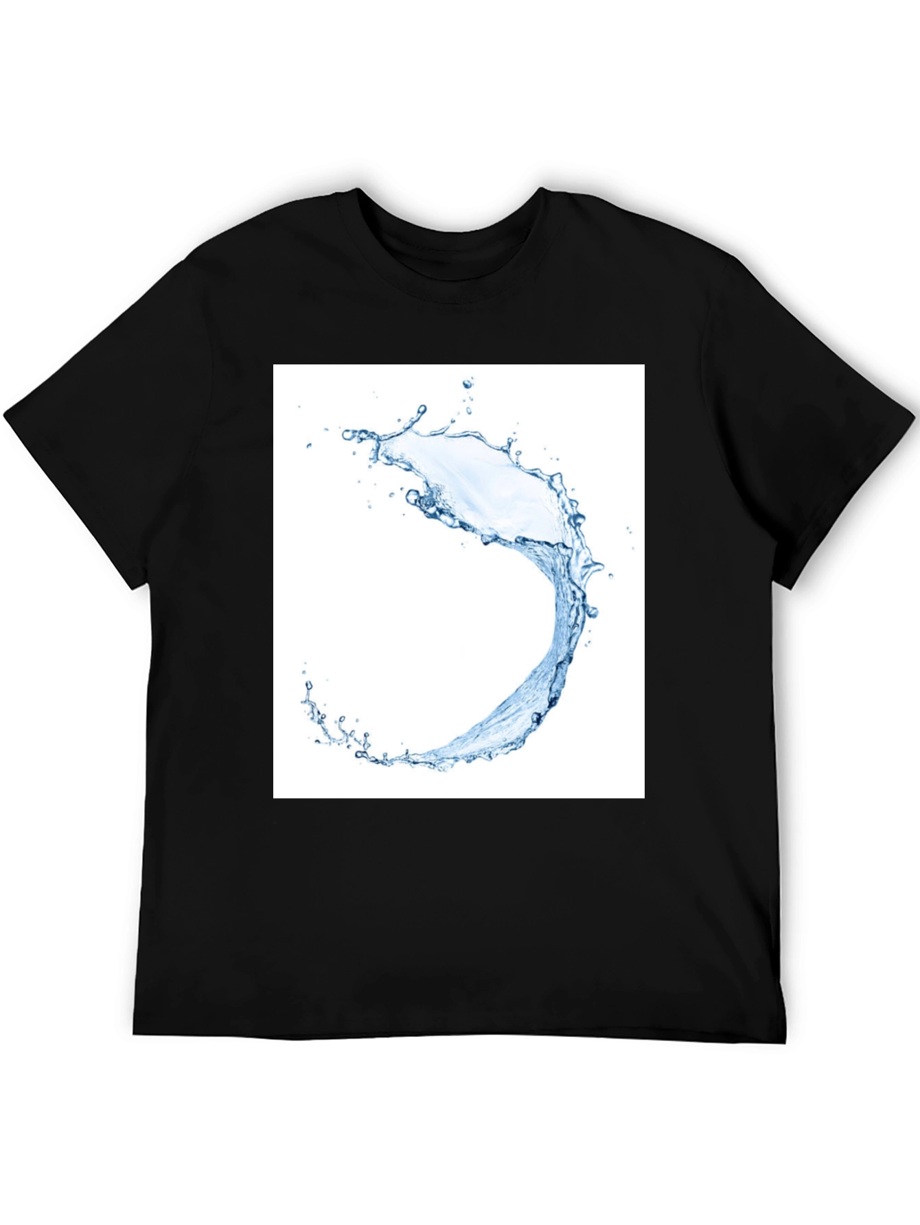 Water Splash Graphic Tee - Black Cotton T-Shirt