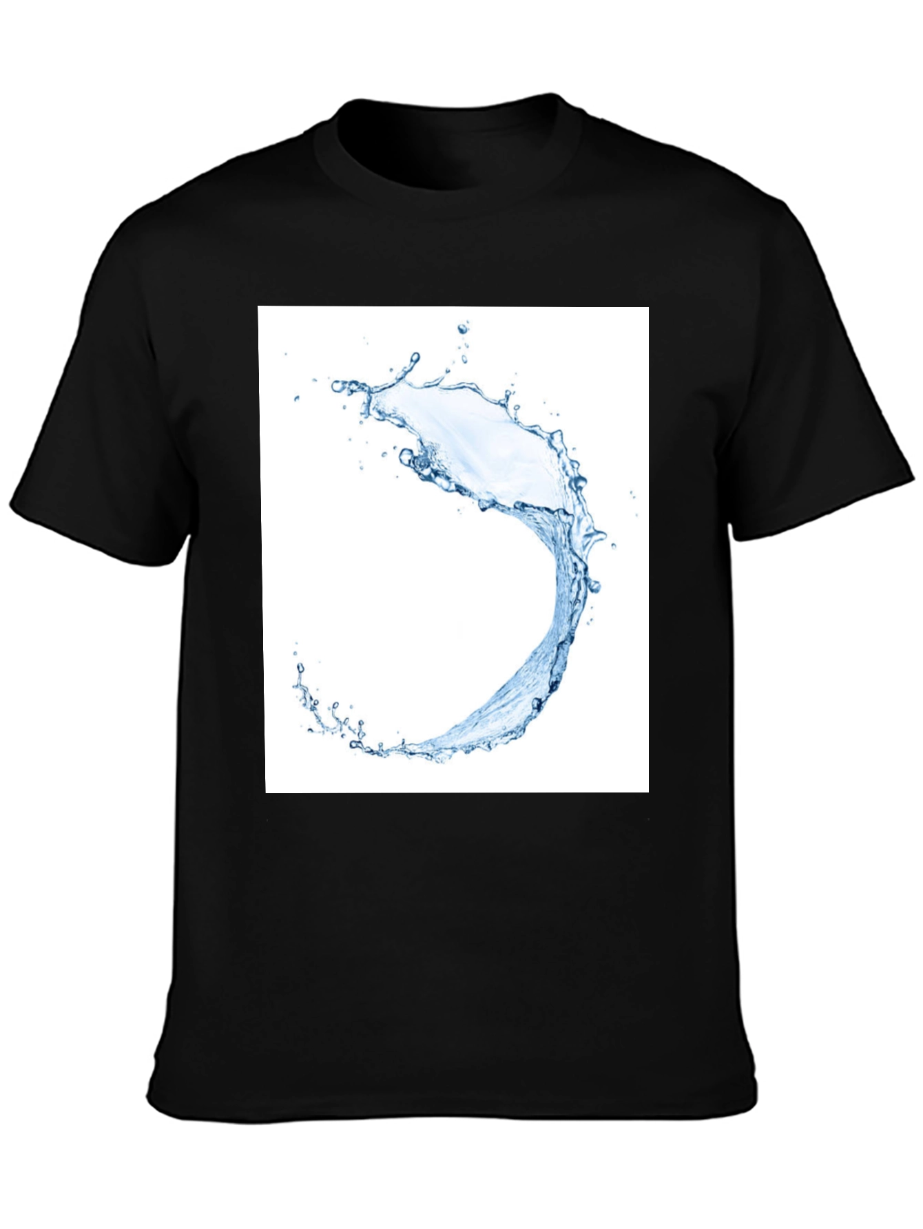 Water Splash Graphic Tee - Black Cotton T-Shirt