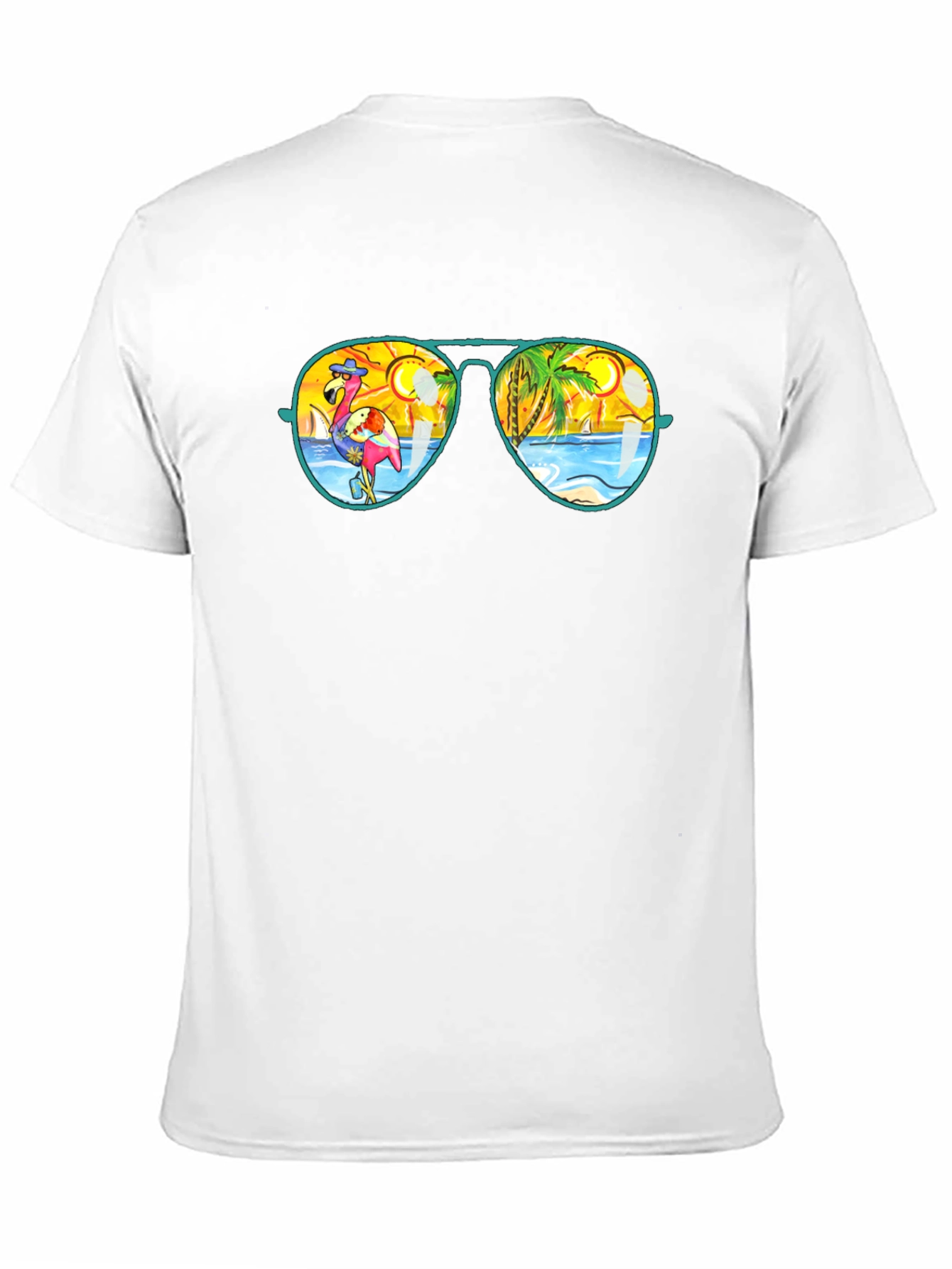 Sunglasses Flamingo & Beach Graphic Tee
