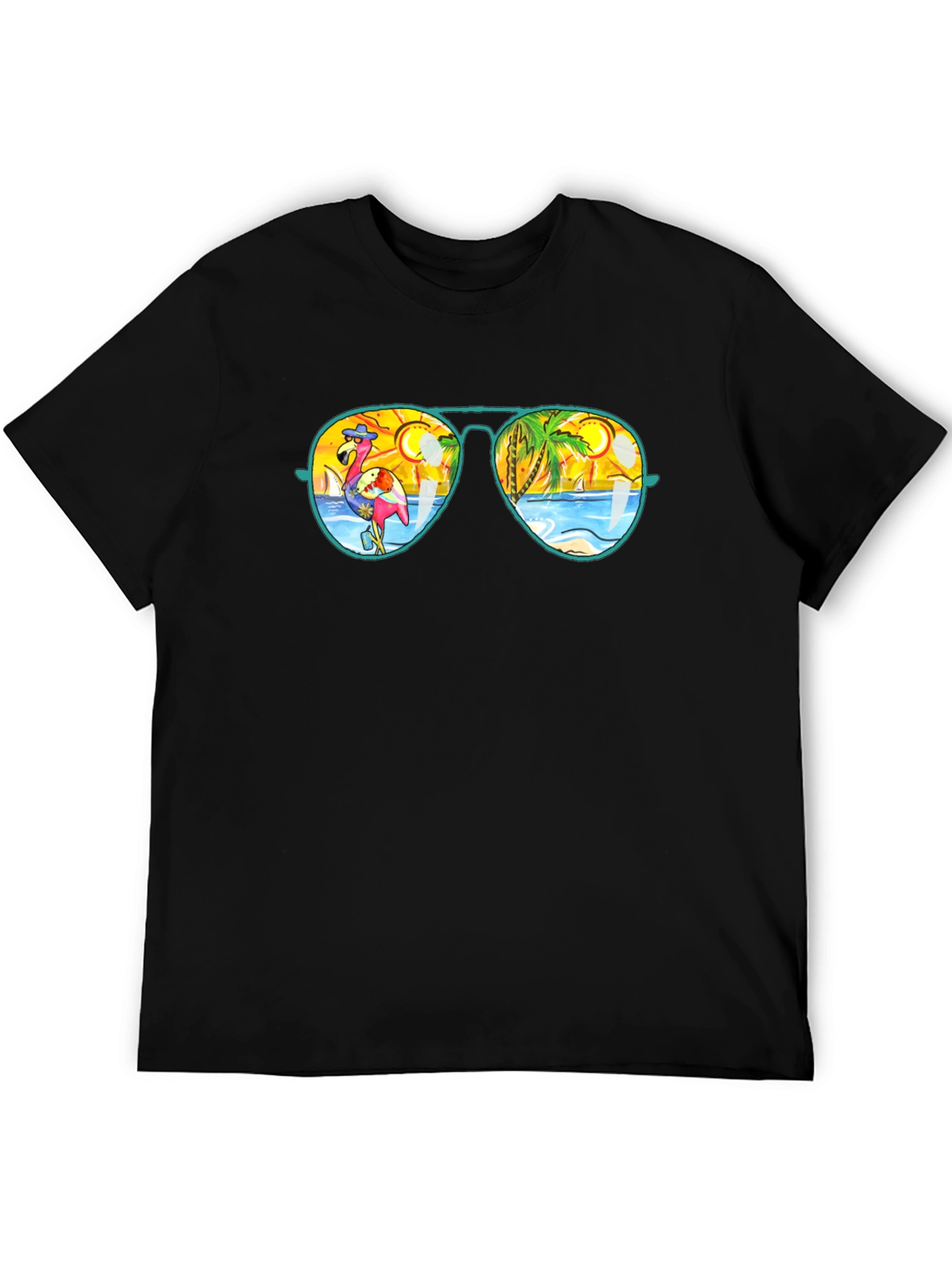 Sunglasses Flamingo & Beach Graphic Tee