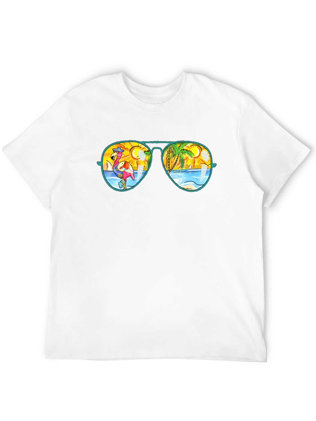Sunglasses Flamingo & Beach Graphic Tee