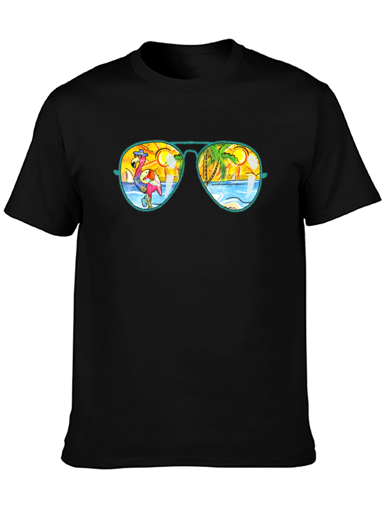 Sunglasses Flamingo & Beach Graphic Tee