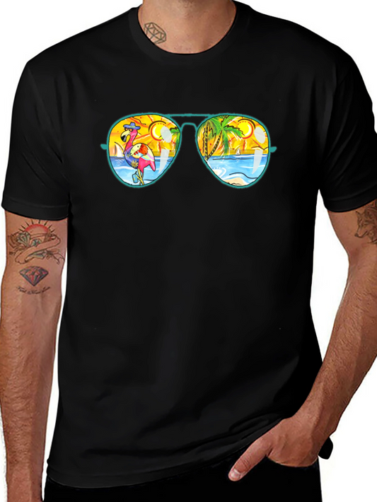 Sunglasses Flamingo & Beach Graphic Tee