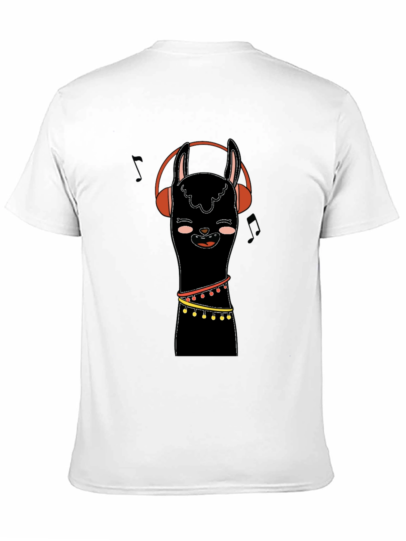 Llama with Headphones Graphic Tee - Black