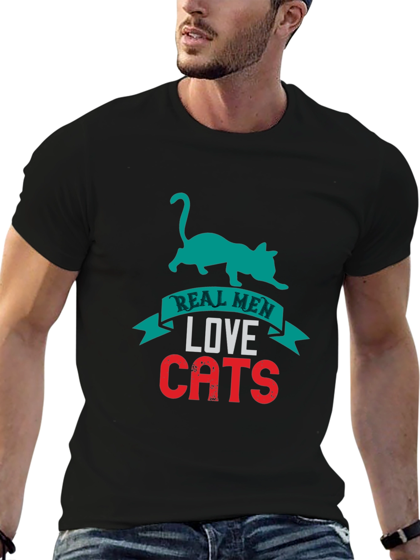 Real Men Love Cats T-Shirt Cat Lover Tee