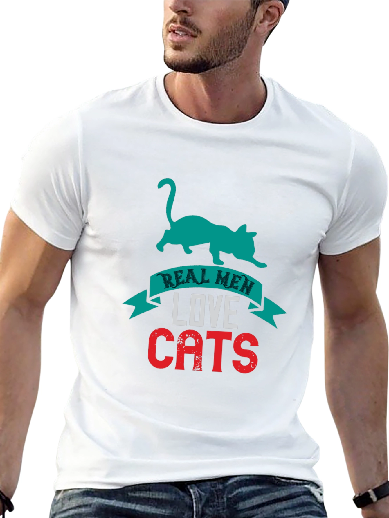 Real Men Love Cats T-Shirt Cat Lover Tee