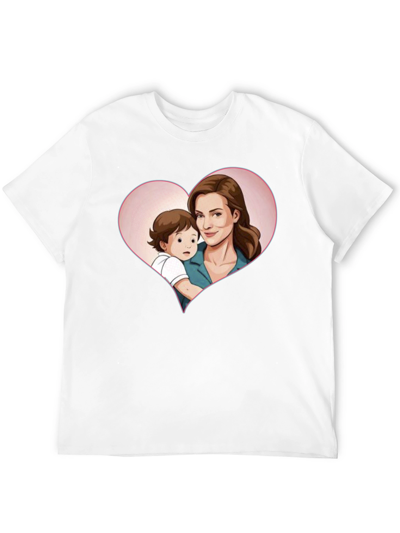 Heartwarming Mother & Child Cartoon Print Black Tee