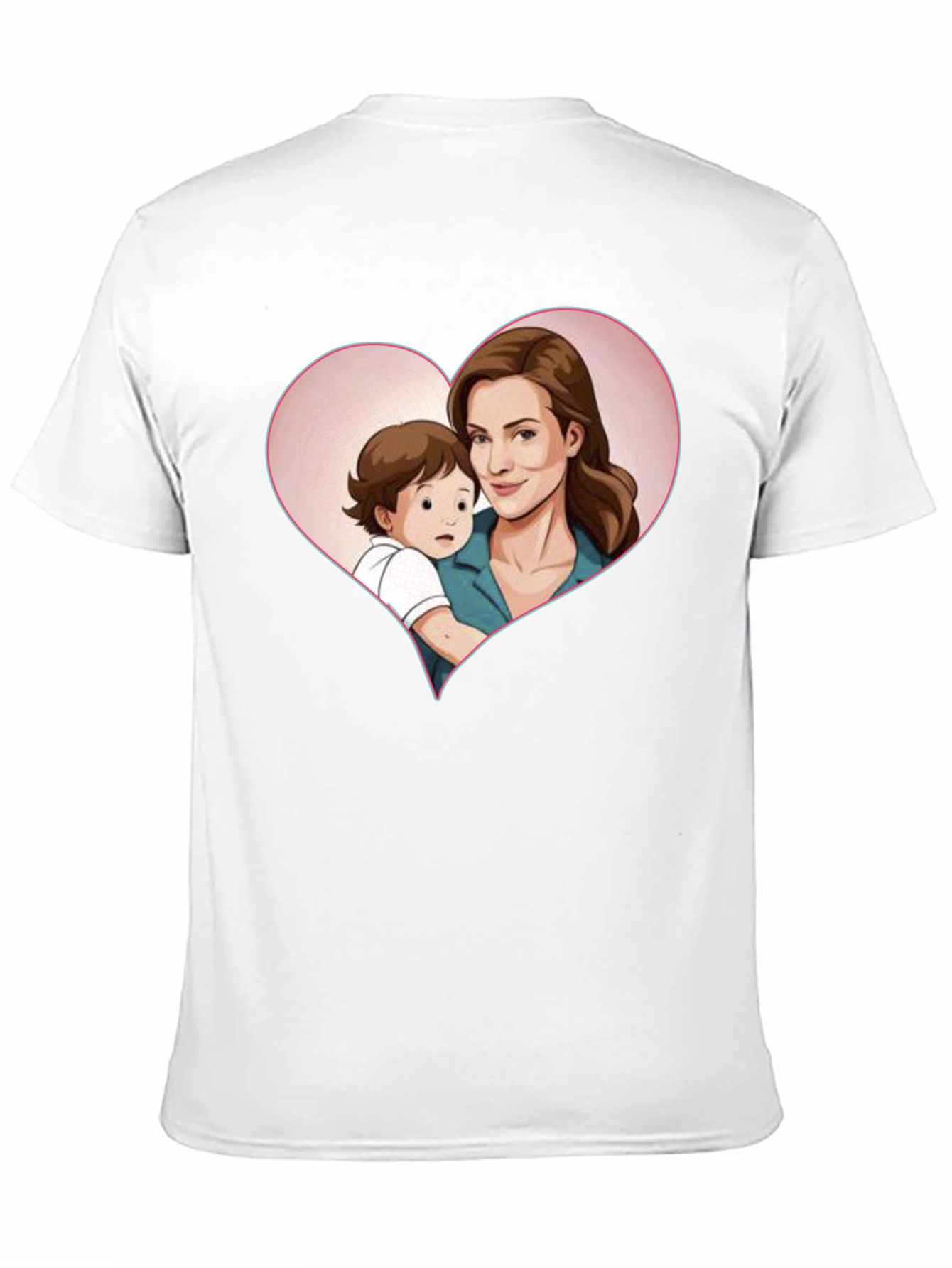 Heartwarming Mother & Child Cartoon Print Black Tee