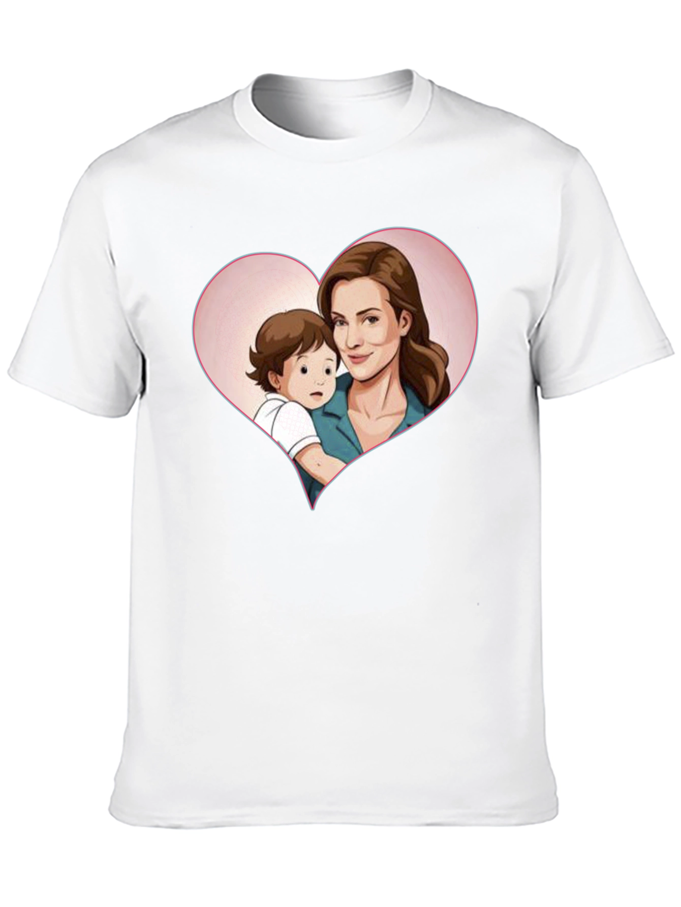 Heartwarming Mother & Child Cartoon Print Black Tee