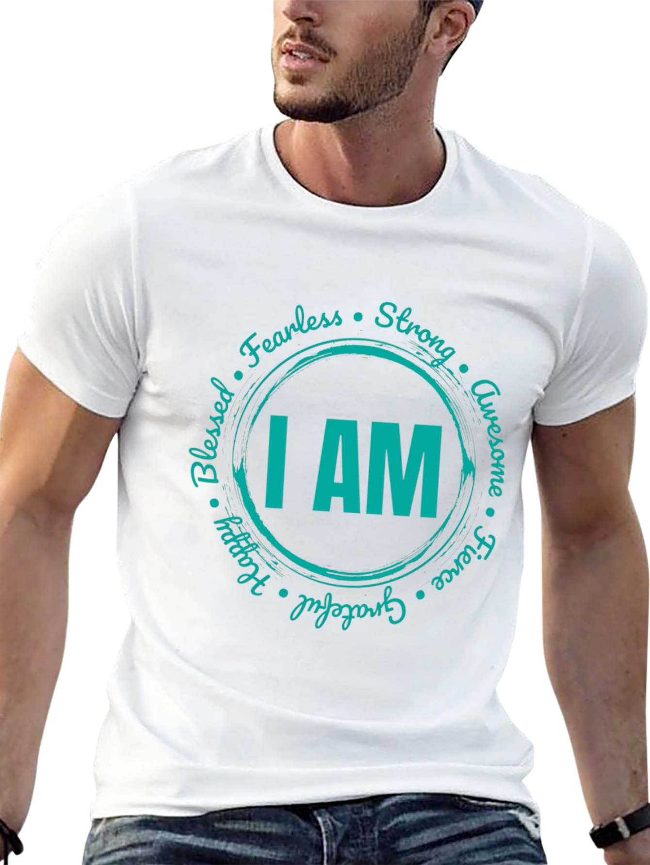 I AM Graphic Print Crew Neck T-Shirt