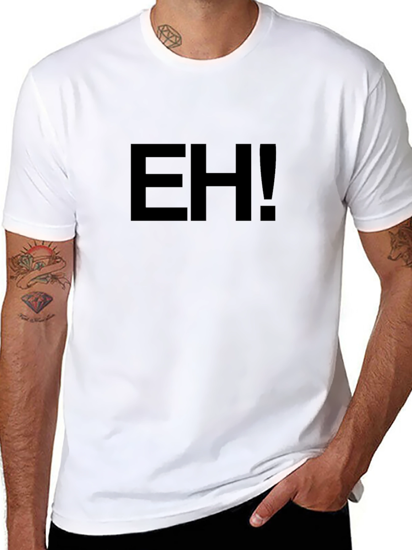 EH! Black Graphic Tee - Casual Style
