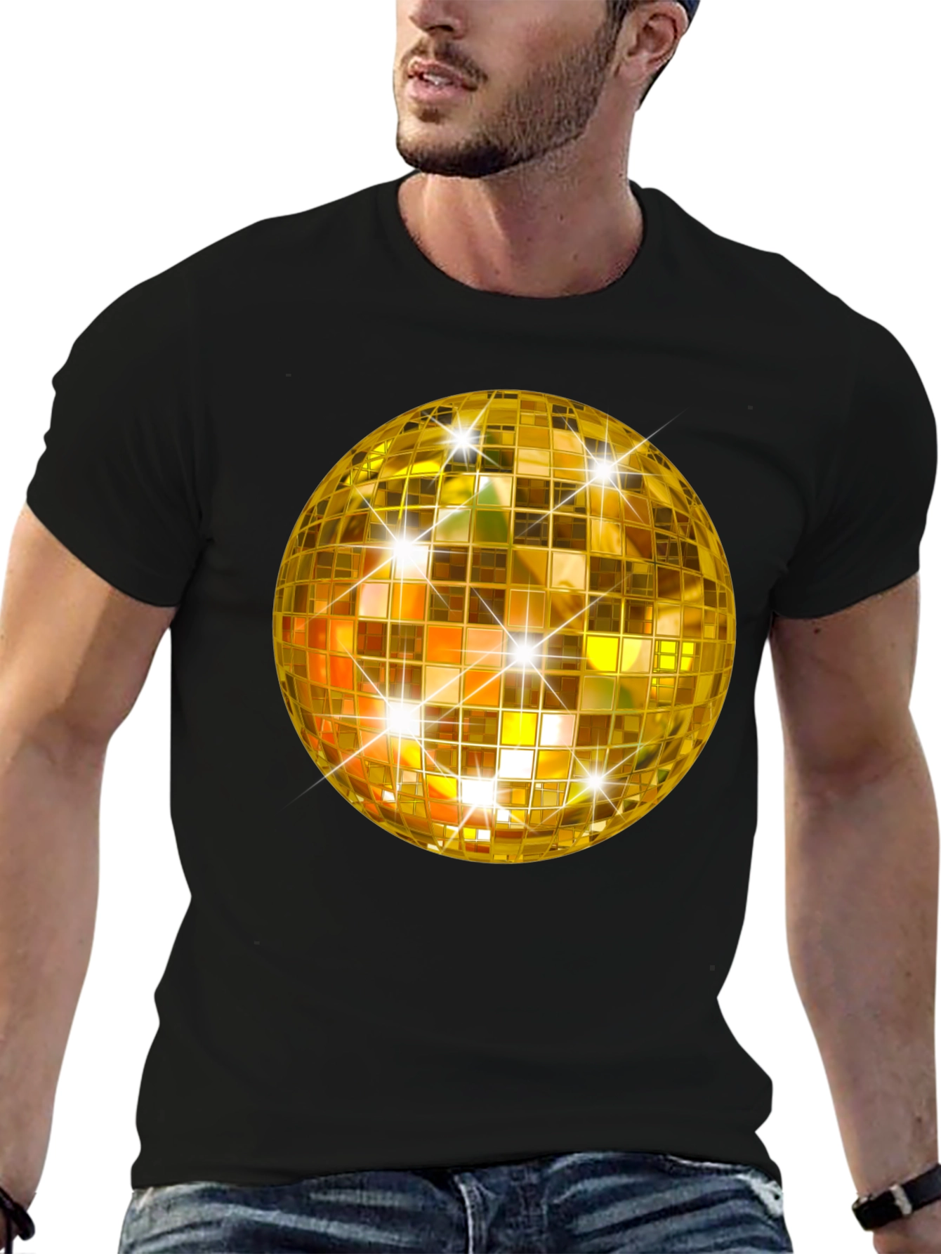 Golden Disco Ball T-Shirt - Sparkly Party Style