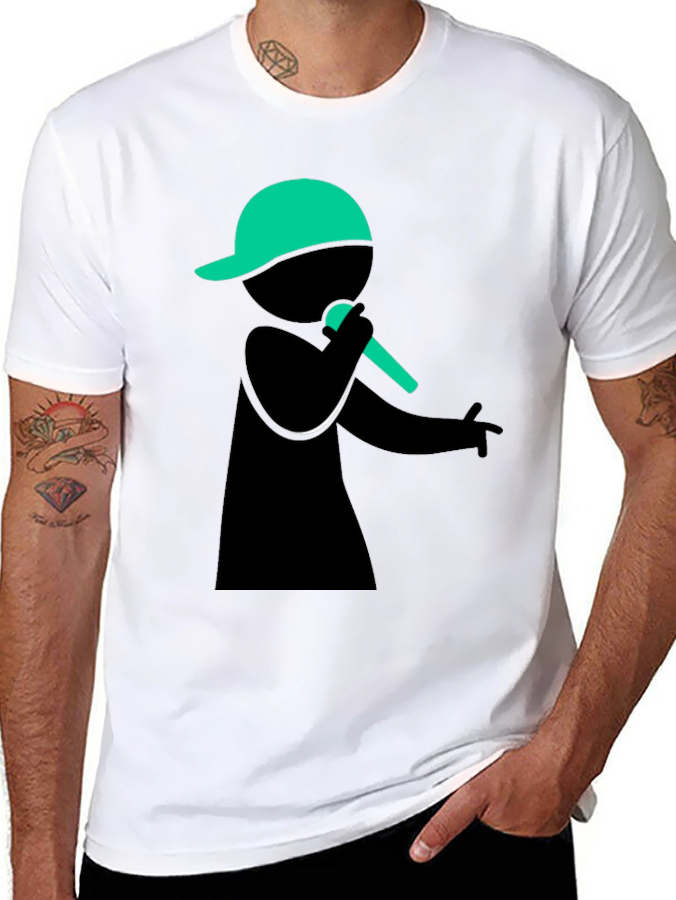 Stick Figure Rapper Black T-Shirt