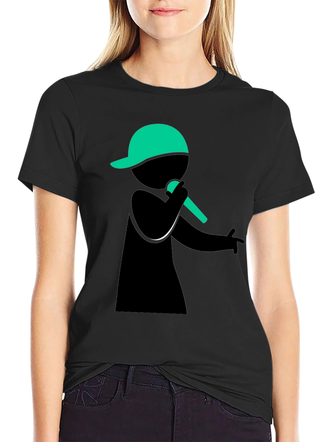 Stick Figure Rapper Black T-Shirt