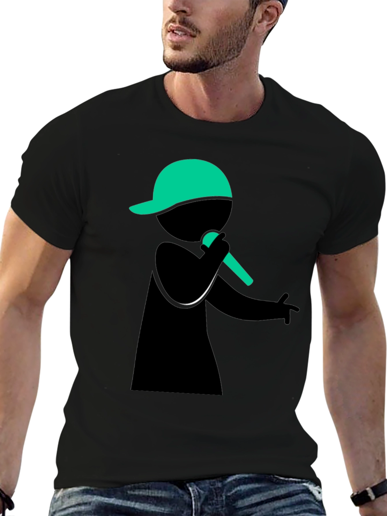 Stick Figure Rapper Black T-Shirt