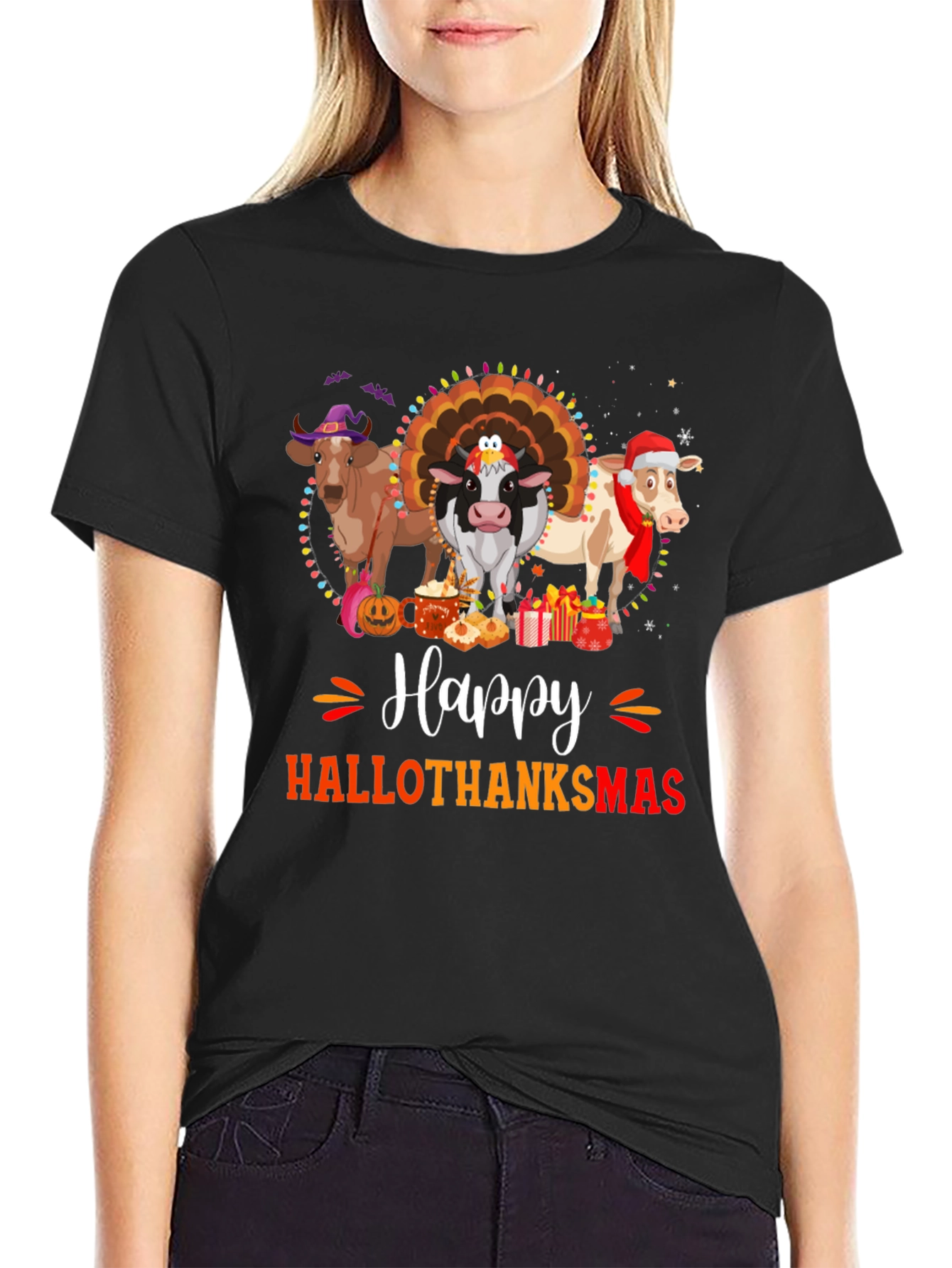 Hallothanksmas Cow T-Shirt