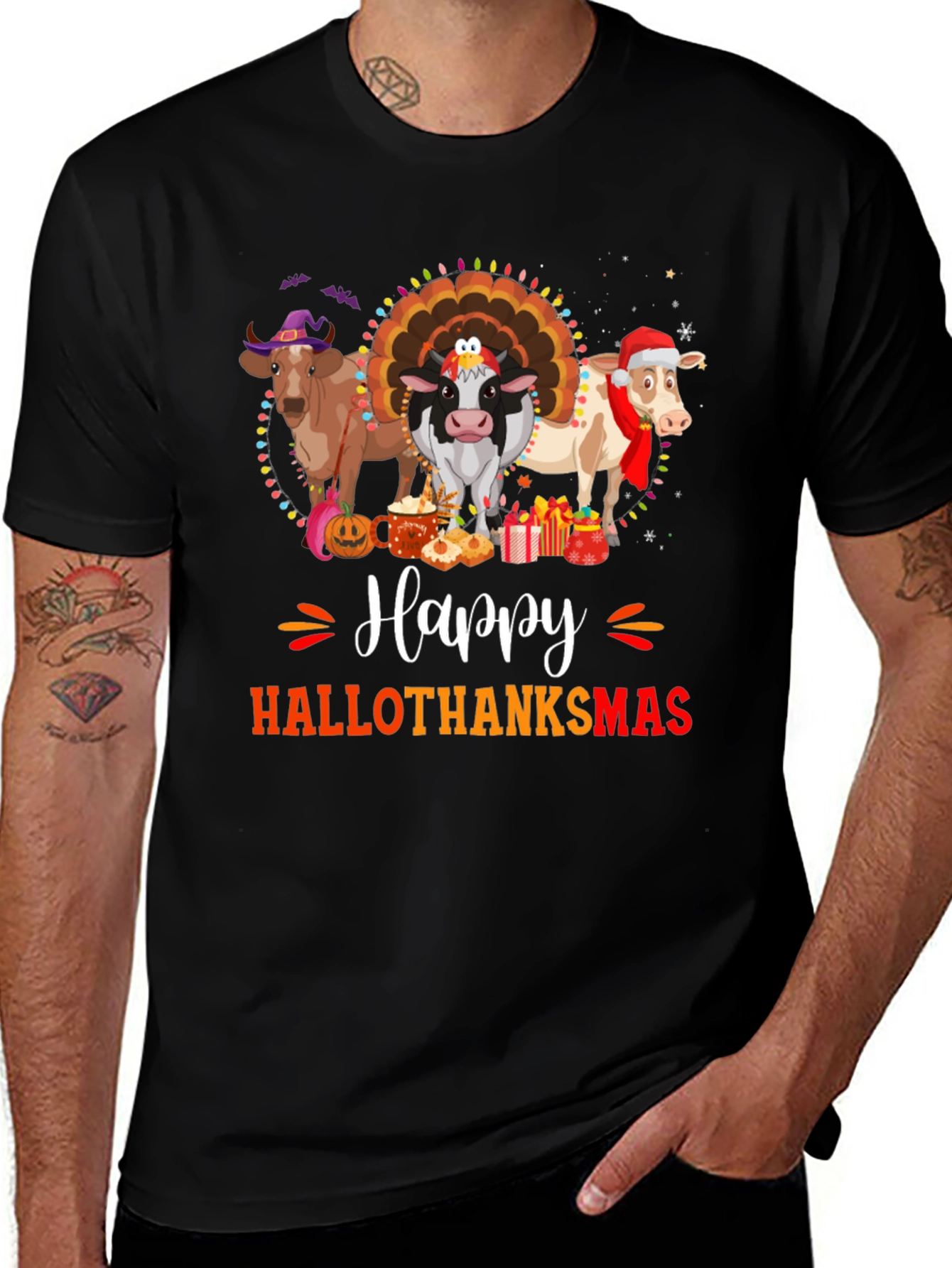 Hallothanksmas Cow T-Shirt