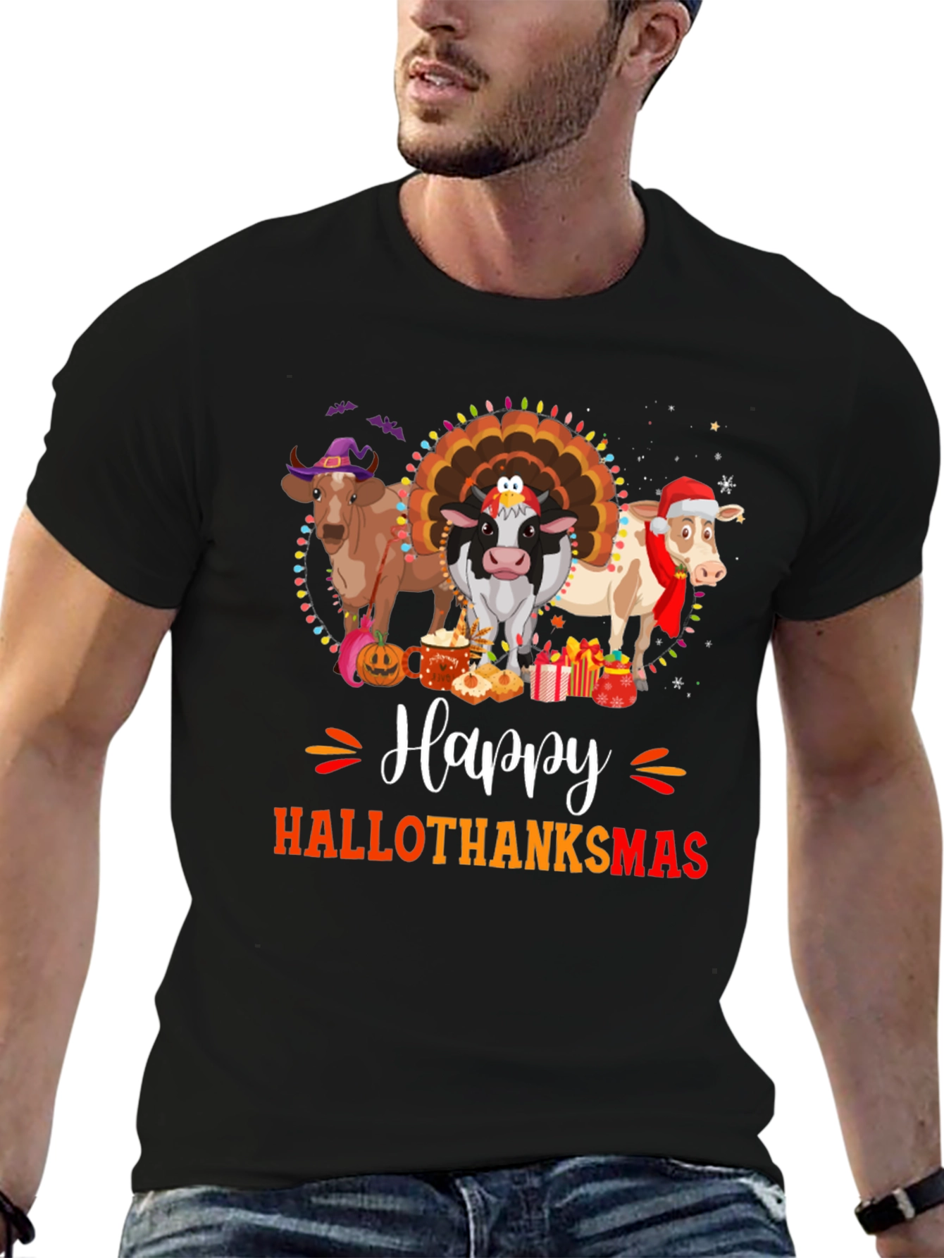 Hallothanksmas Cow T-Shirt