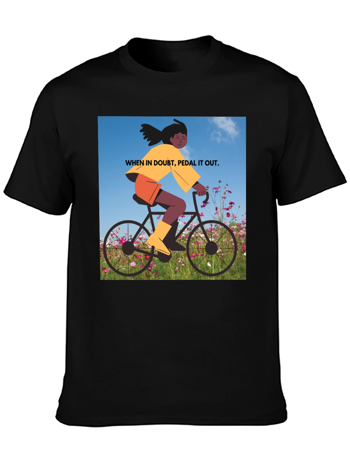 Pedal It Out Graphic Tee - Black Cotton T-Shirt