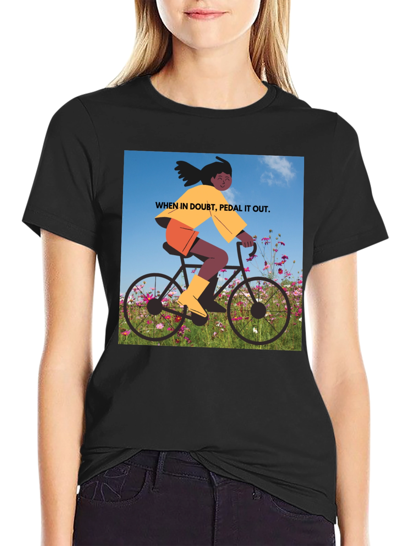 Pedal It Out Graphic Tee - Black Cotton T-Shirt