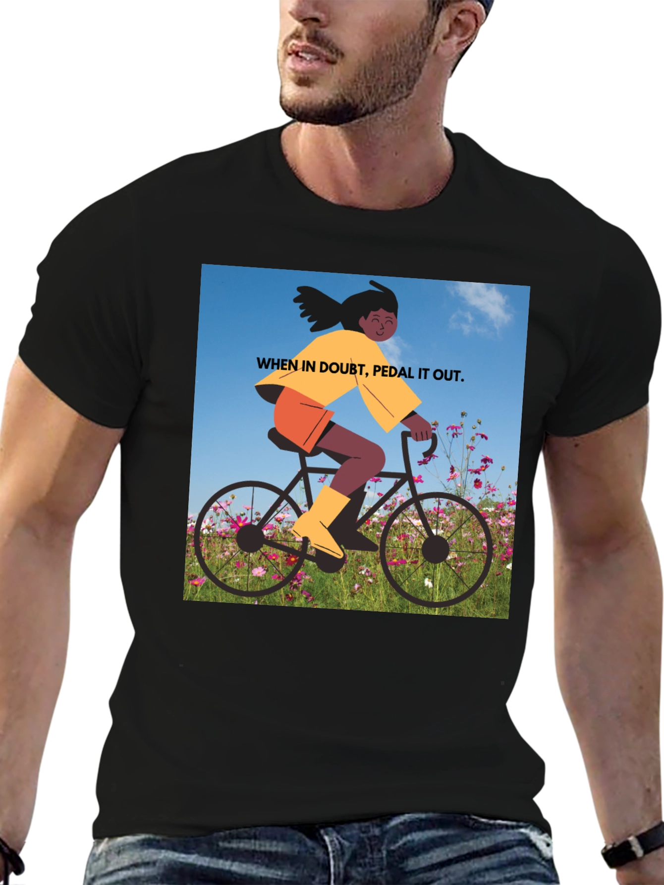 Pedal It Out Graphic Tee - Black Cotton T-Shirt