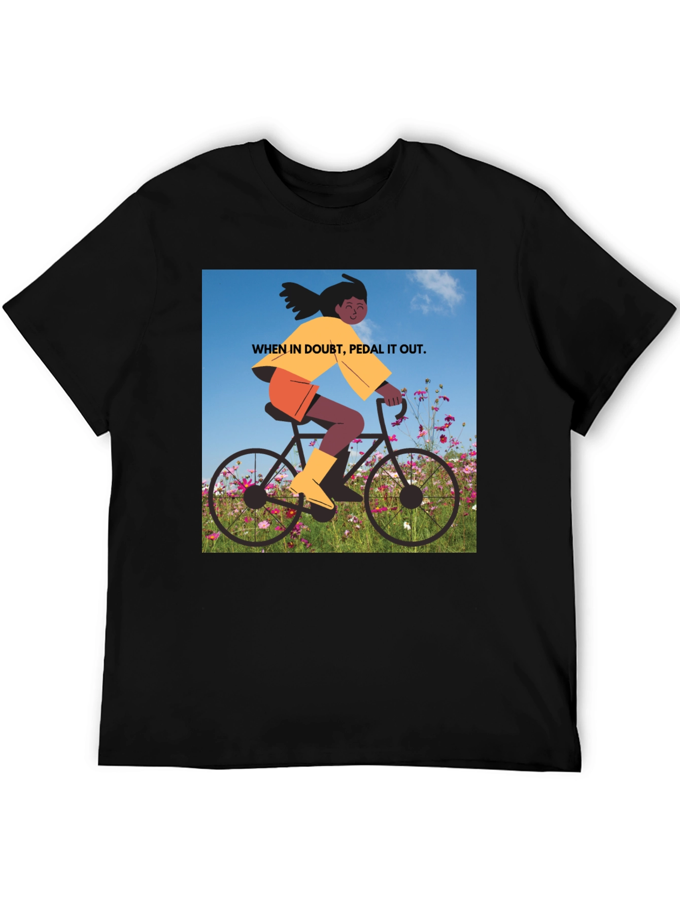 Pedal It Out Graphic Tee - Black Cotton T-Shirt