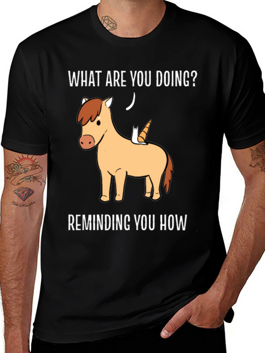 Funny Unicorn & Cat T-Shirt - What Are You Doing?