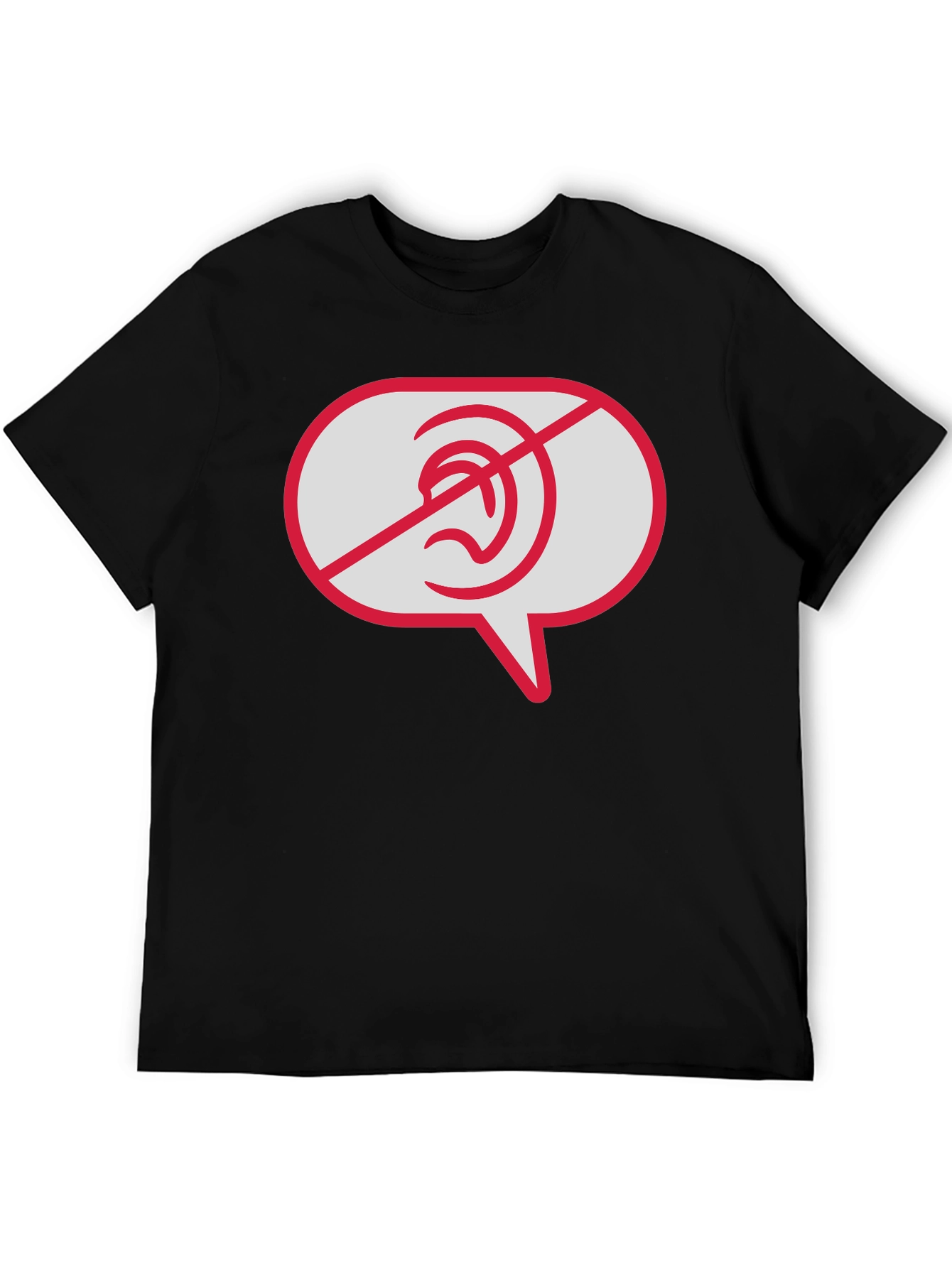 No Hearing T-Shirt - Black Graphic Tee