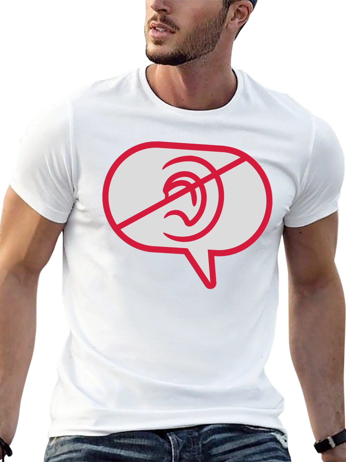No Hearing T-Shirt - Black Graphic Tee