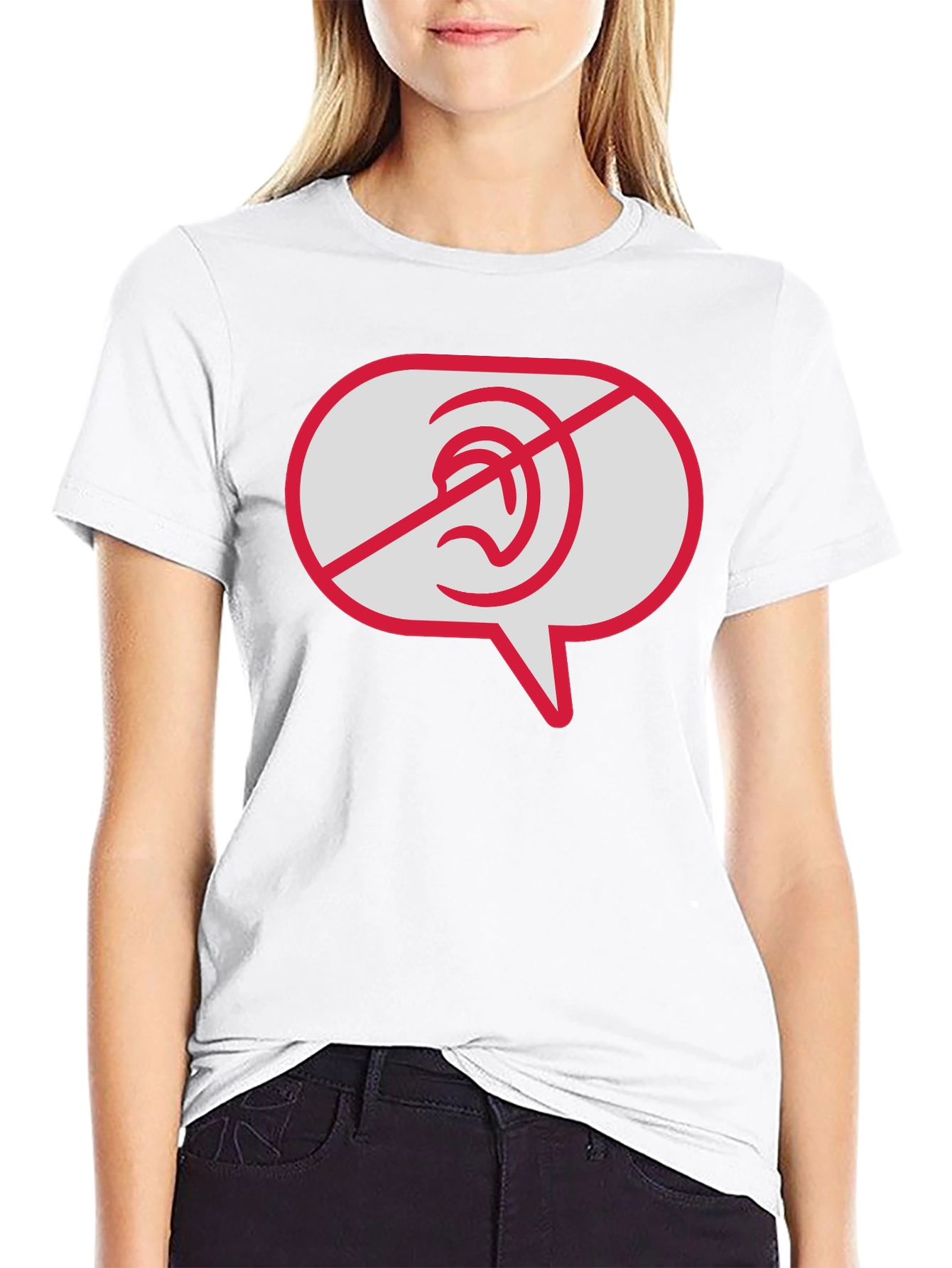 No Hearing T-Shirt - Black Graphic Tee