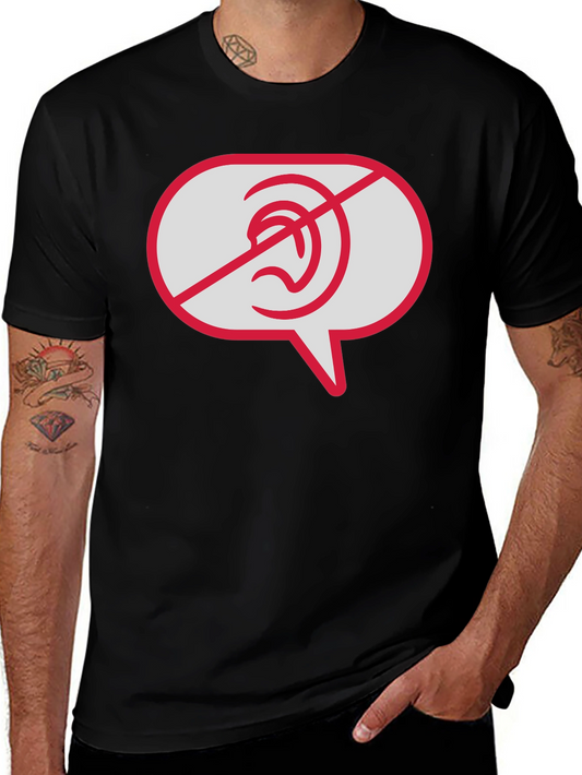 No Hearing T-Shirt - Black Graphic Tee