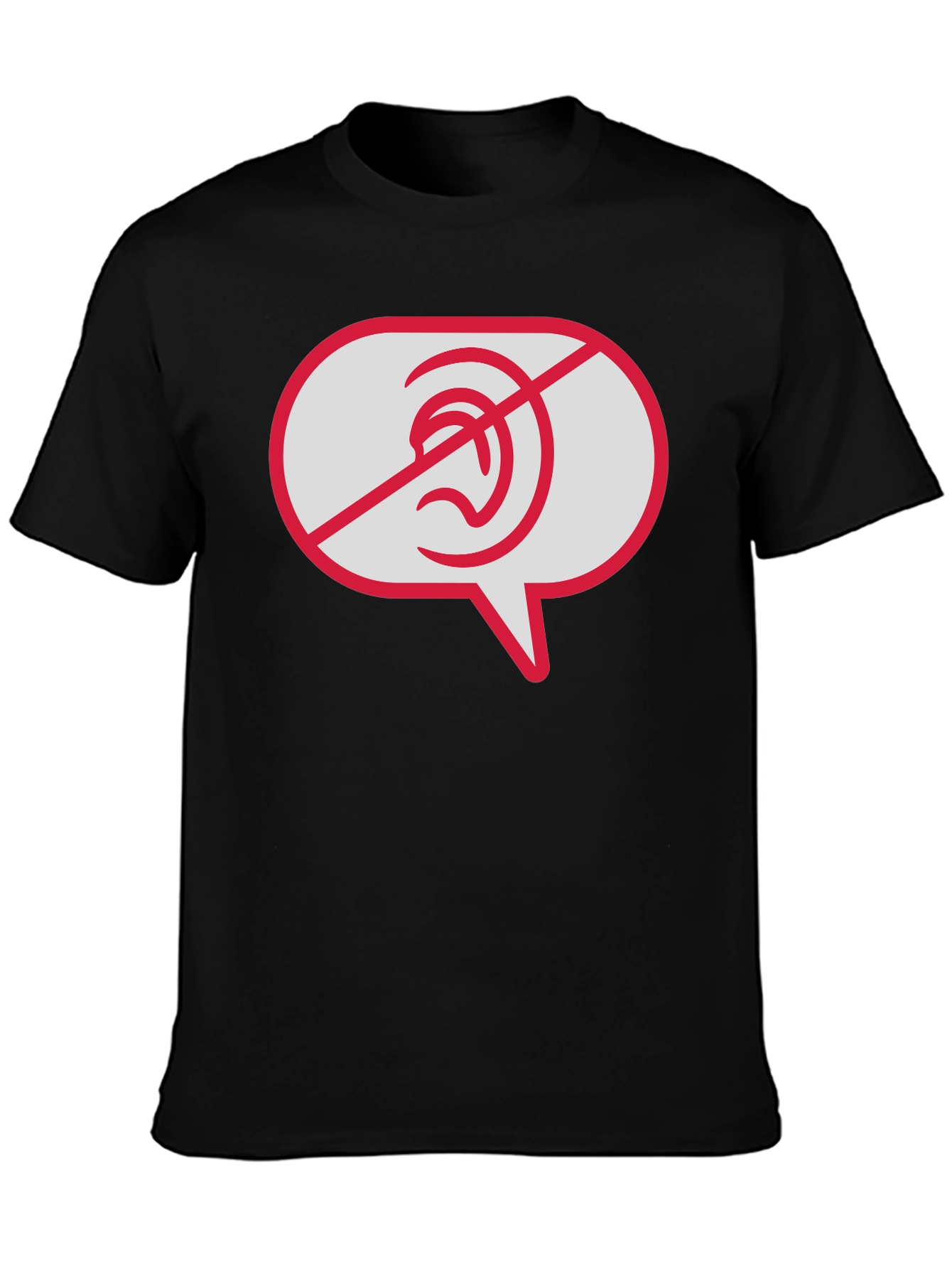 No Hearing T-Shirt - Black Graphic Tee